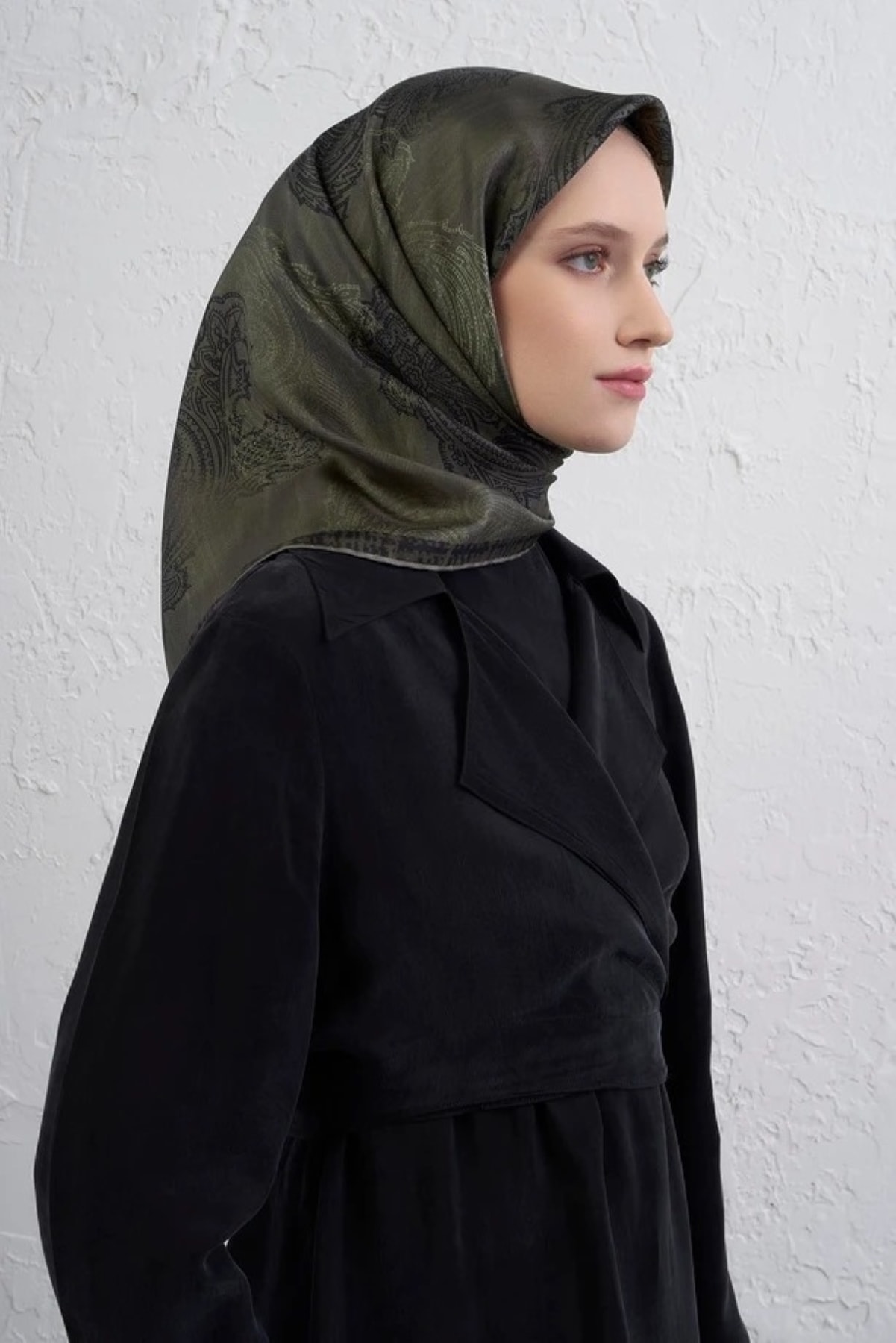 Armine Sura İpek Eşarp 9428DS - 36-Haki-Siyah