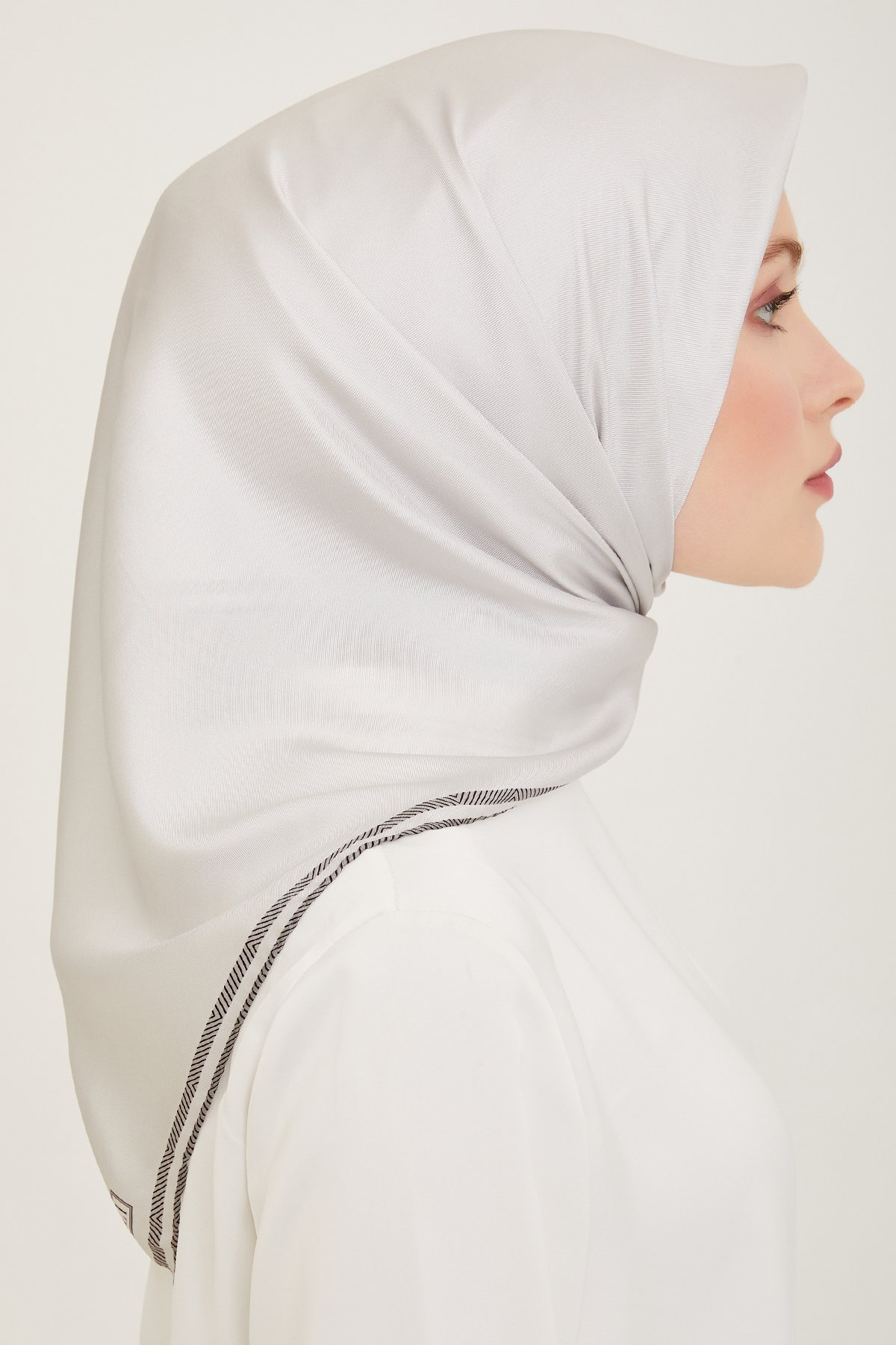 Belli Twill İpek Eşarp 4009D - Gümüş Gri-10