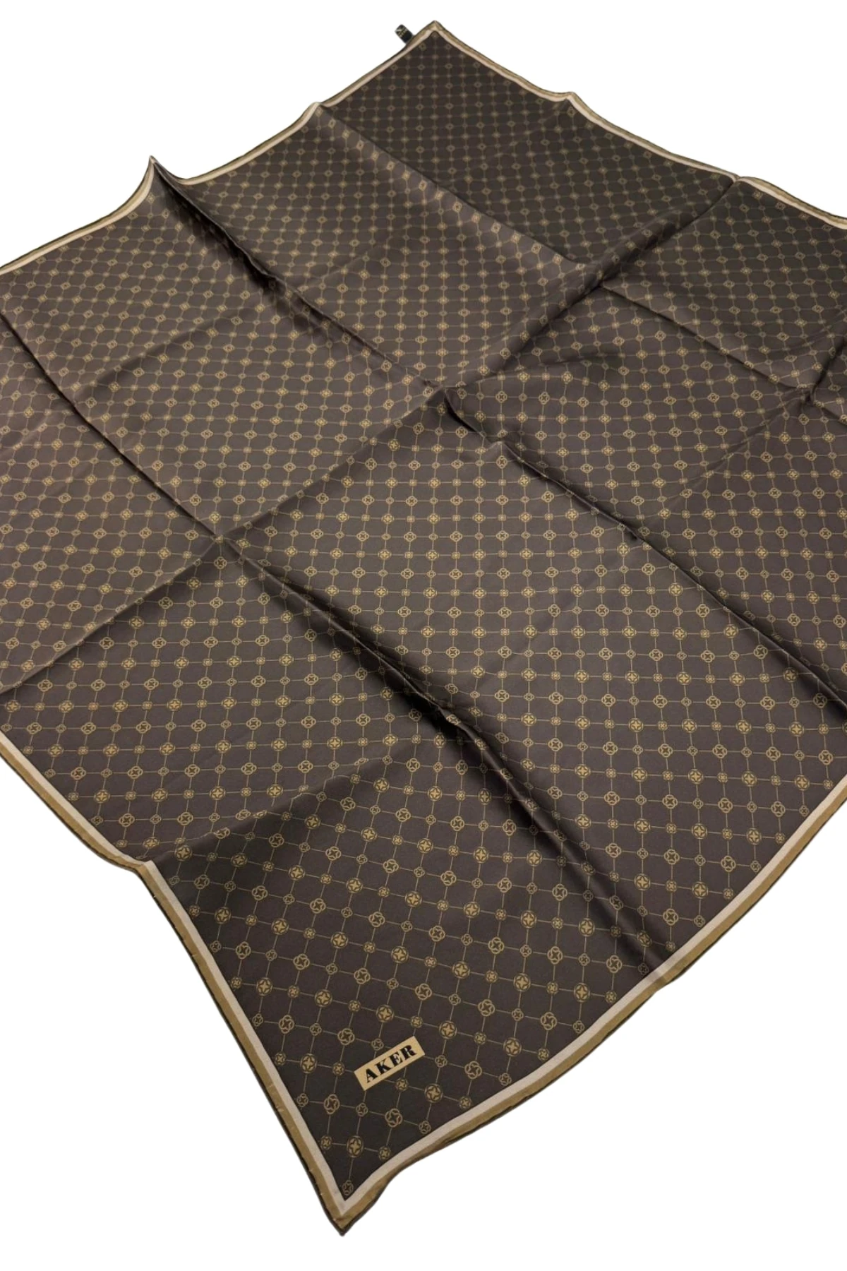 Aker Best Of Serisi Twill İpek Eşarp 8981713-911 - 933-Acı Kahve Gold