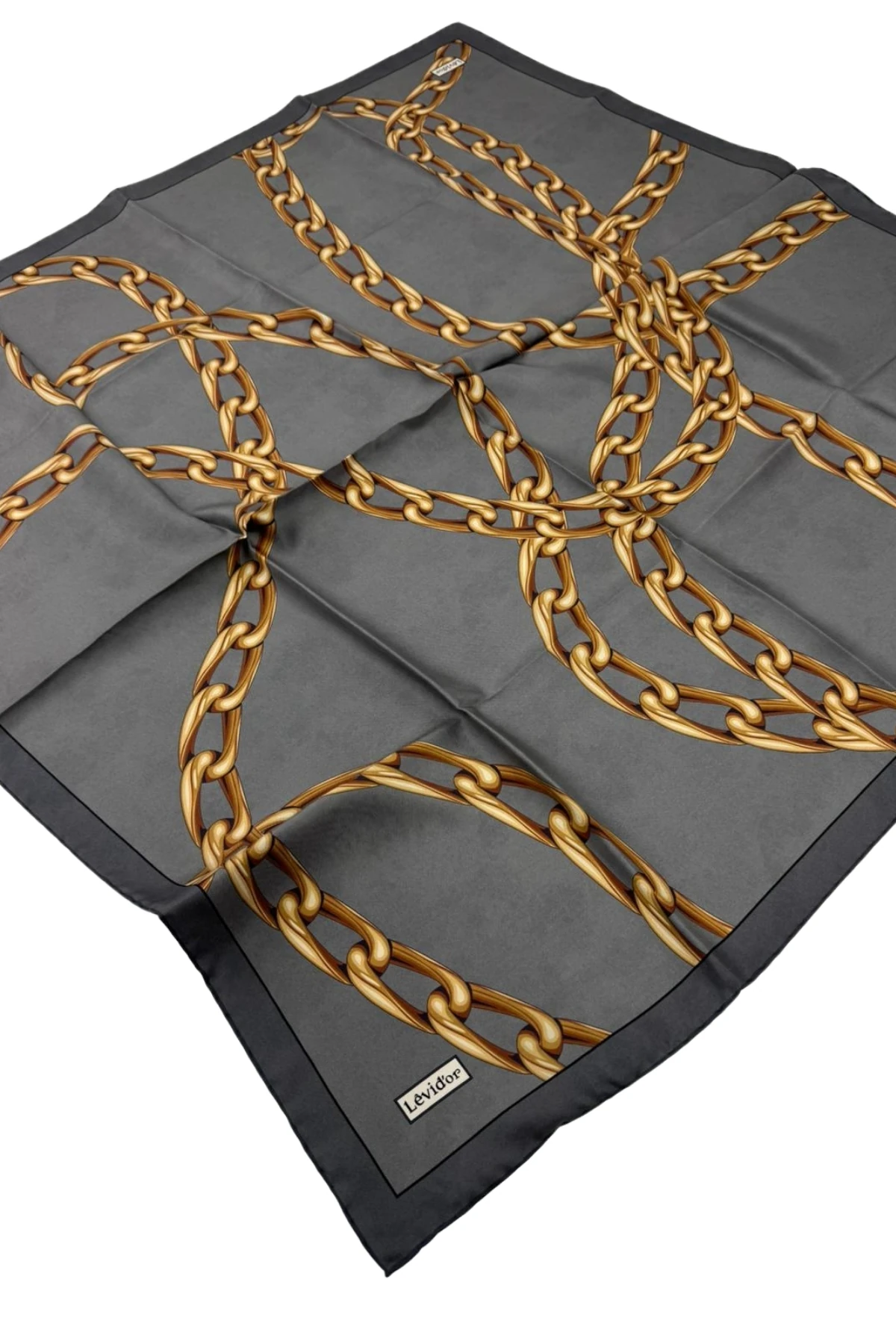 Levidor Twill İpek Eşarp LD1130 - 02-Füme-Gold