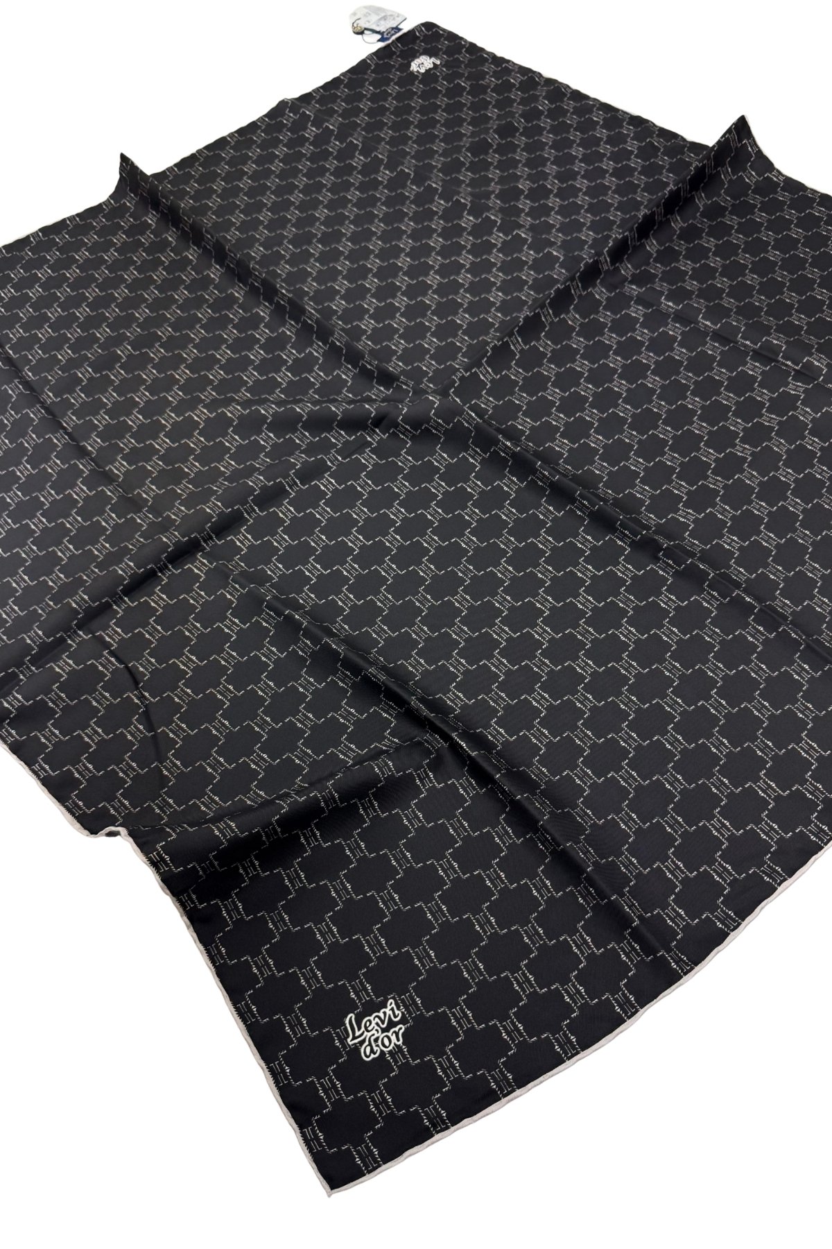 Levidor Twill İpek Eşarp LD1066-01 - Siyah-Krem-07