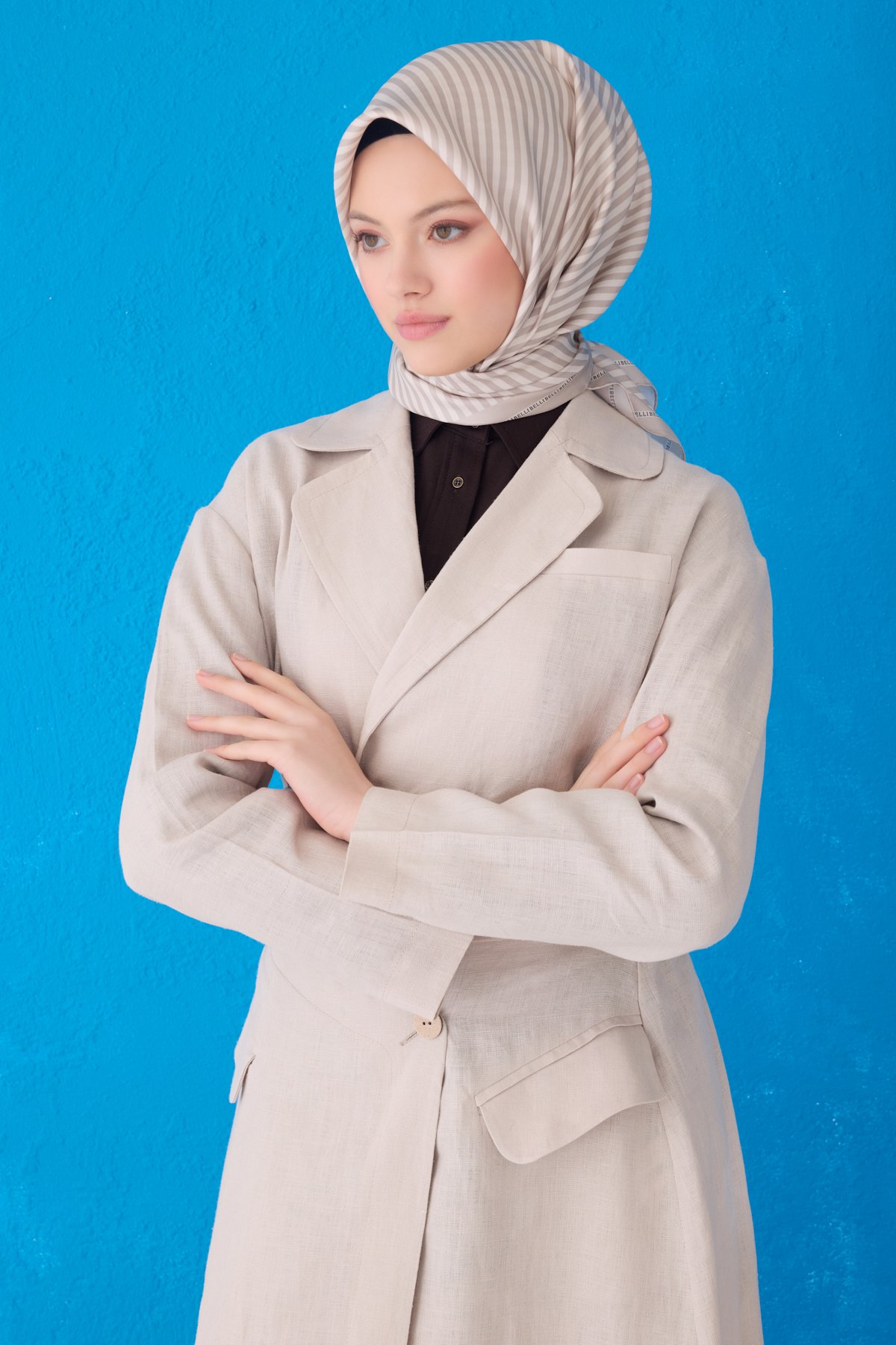 Belli Twill İpek Eşarp 4115D - Bej-