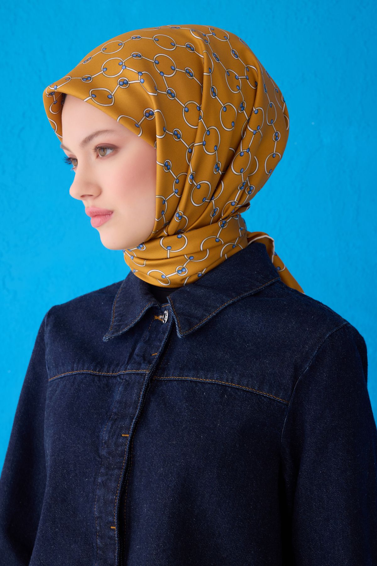 Belli Twill İpek Eşarp 4109D - Yağ Yeşili
