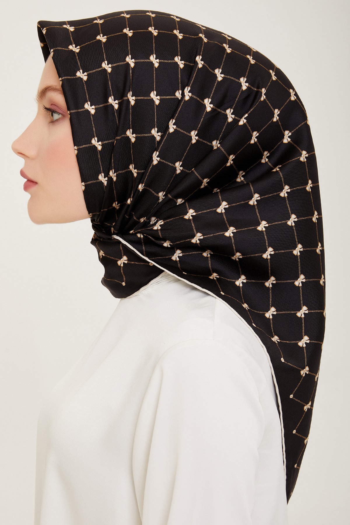 Belli Twill İpek Eşarp 4006D- - Siyah-05