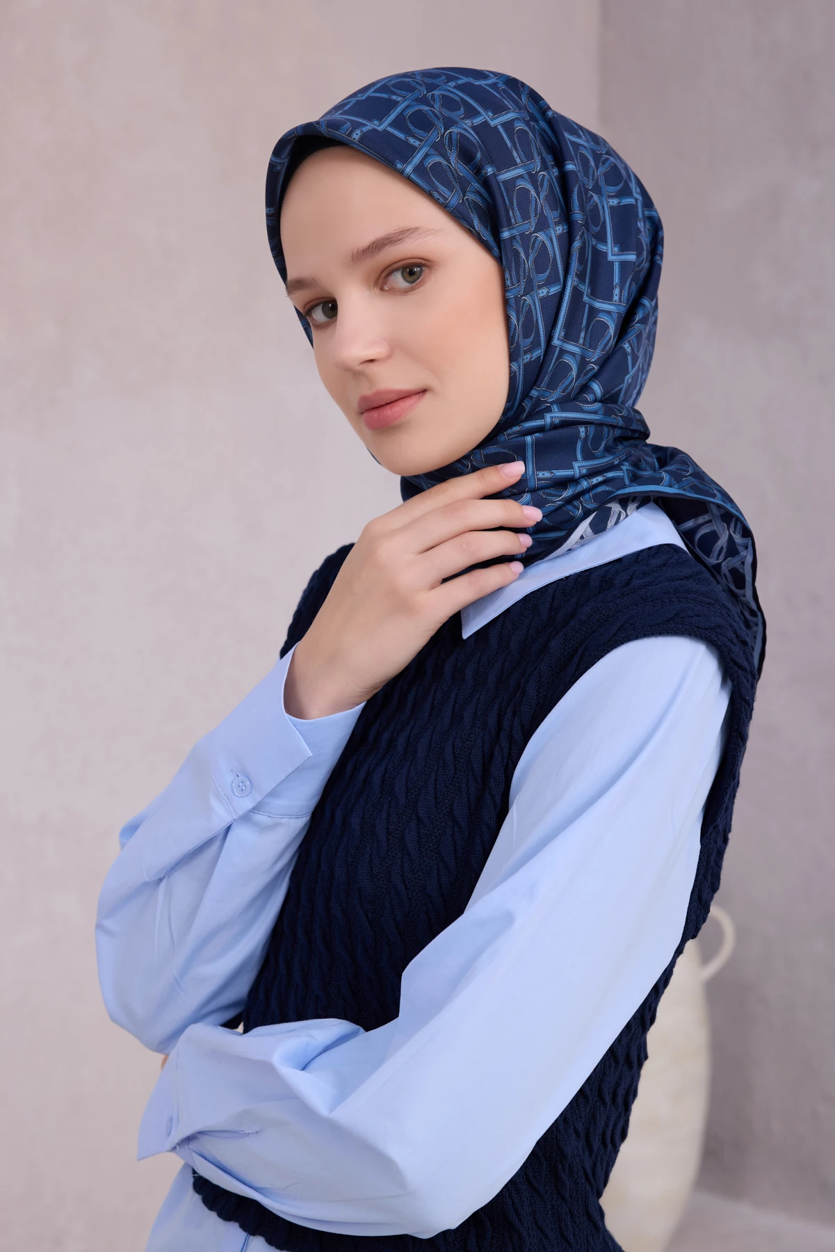 Belli Twill İpek Eşarp 4214D - 82-İndigo