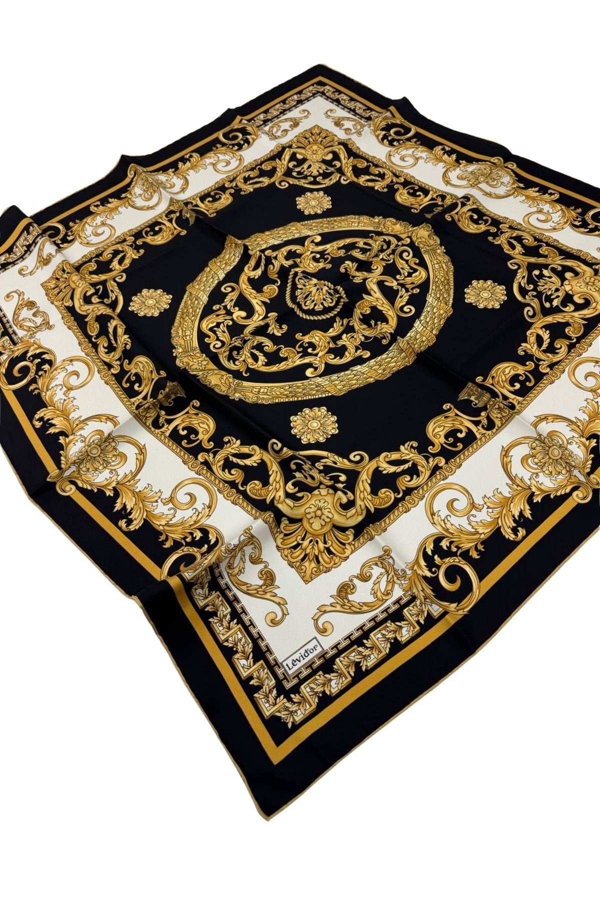 Levidor Twill İpek Eşarp LD1108 - 01-Siyah-Gold