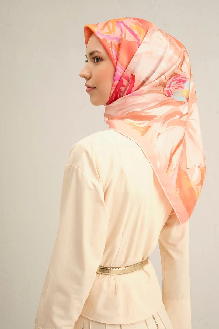 Armine Nostalji Serisi Twill İpek Eşarp 9337D - Çok Renkli 10