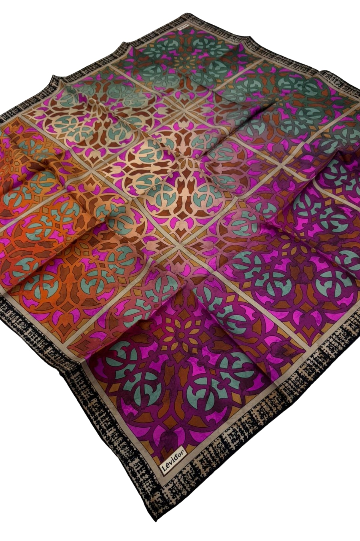Levidor Twill İpek Eşarp LD1120 - 04-Pembe-Su Yeşili
