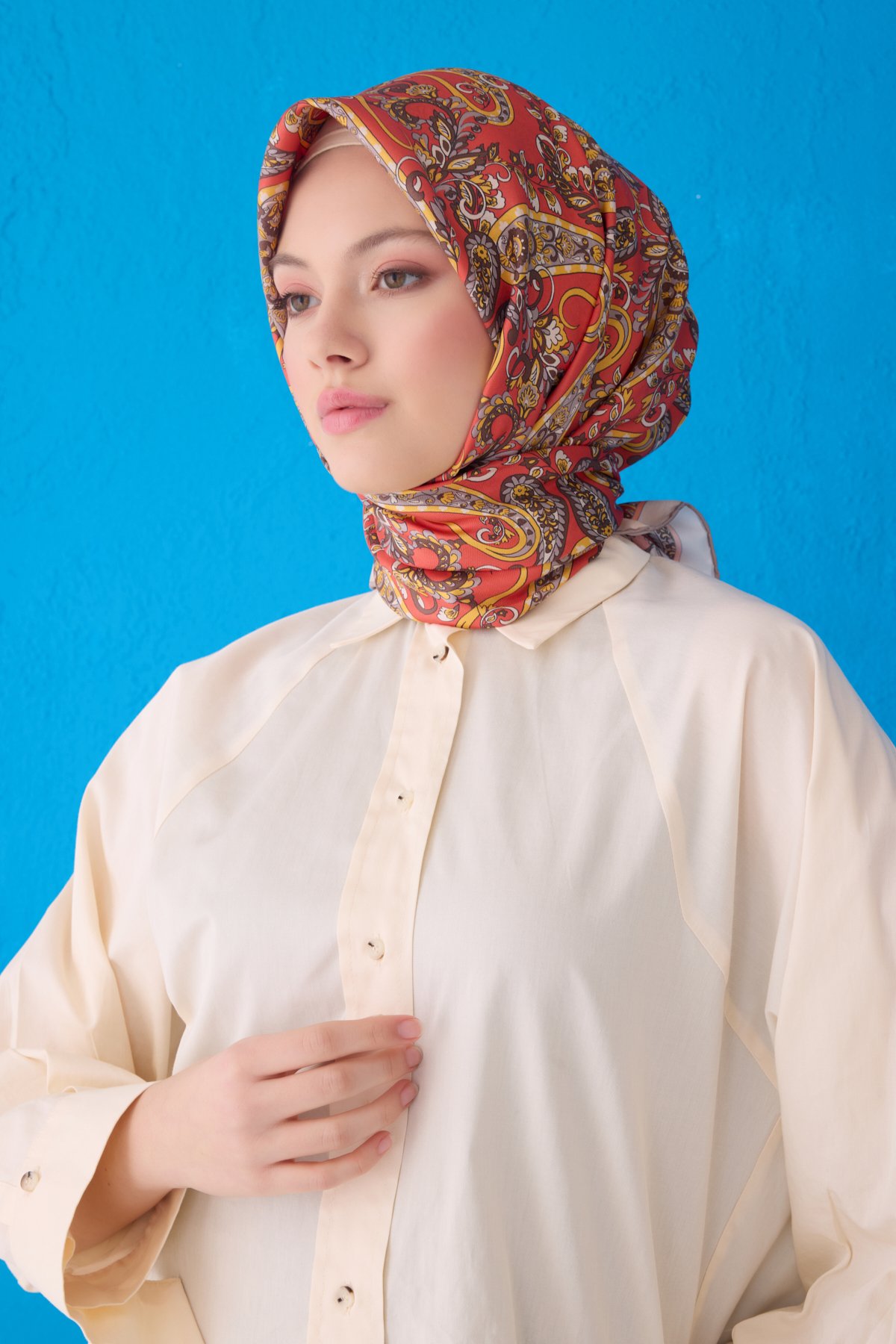 Belli Twill İpek Eşarp 4101D - Çok Renkli 5