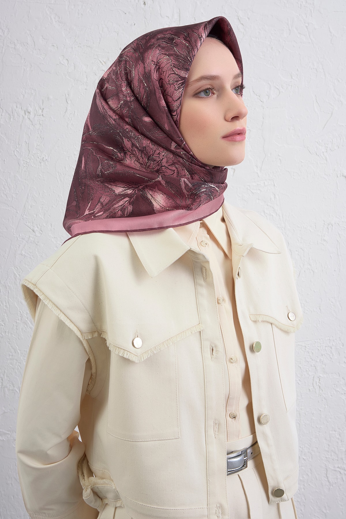Armine Sura İpek Eşarp 9409DS - 05-Gül Kurusu