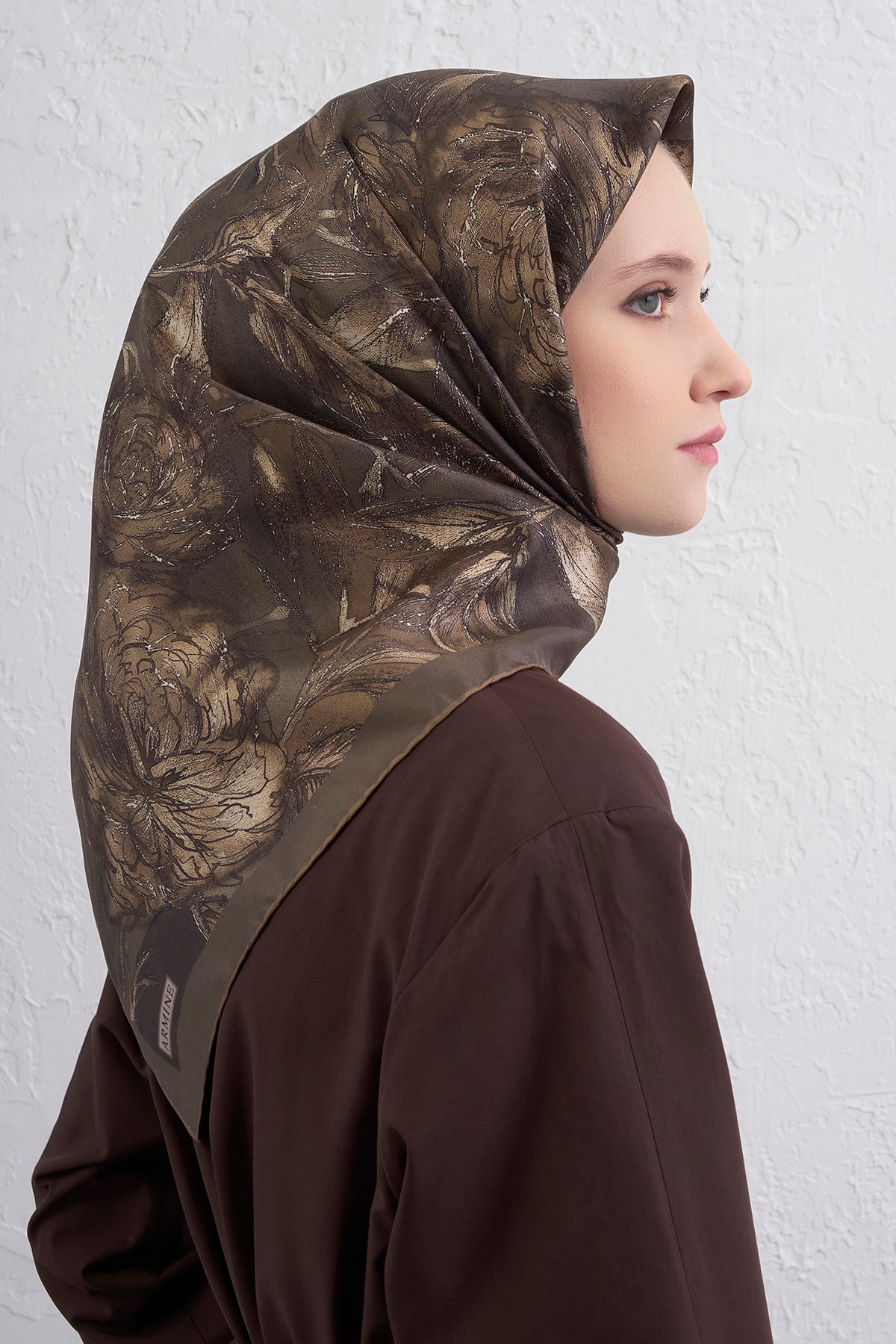 Armine Sura İpek Eşarp 9409DS - 84-Haki-Vizon