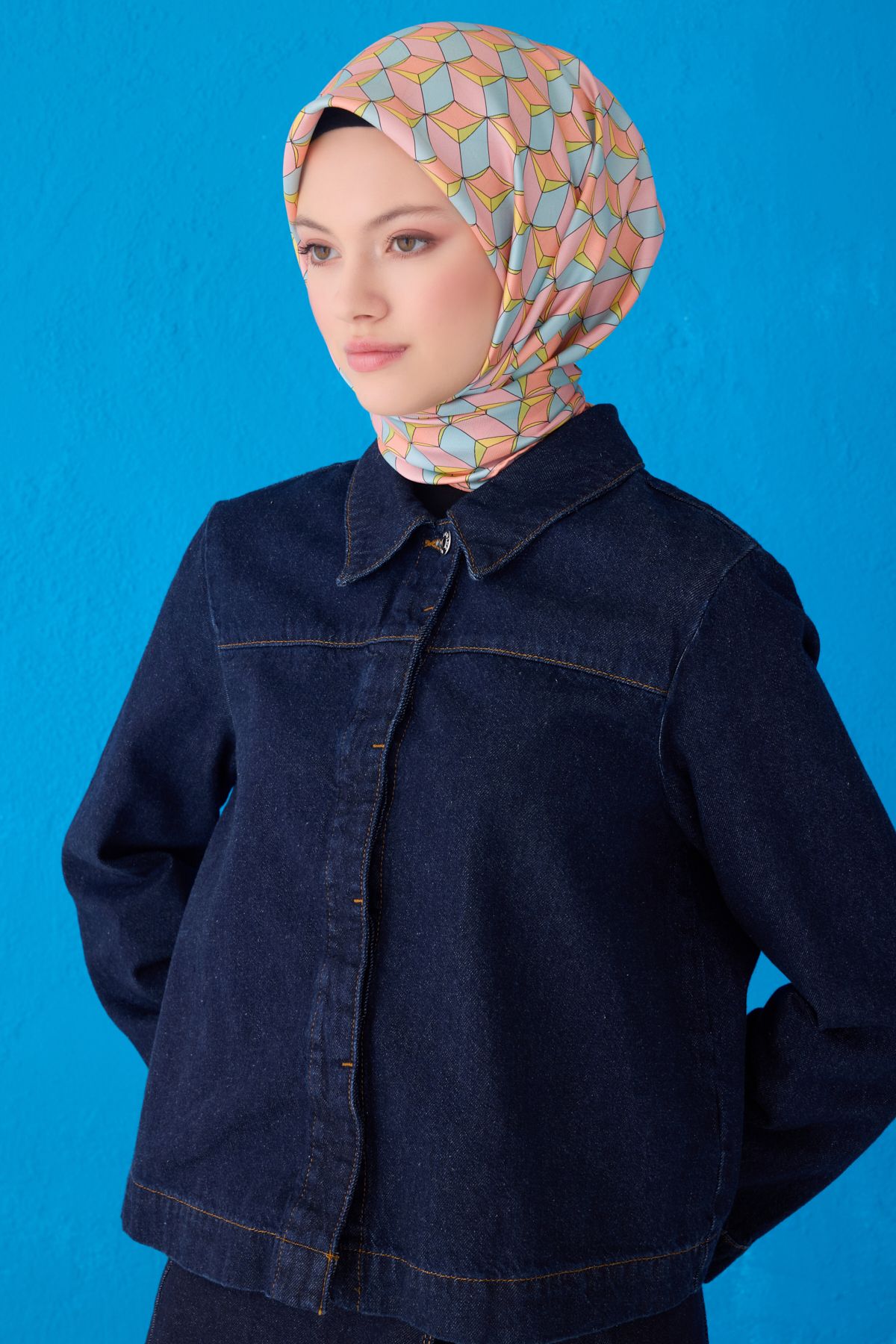 Belli Twill İpek Eşarp 4112D - Pudra-Bebe Mavisi-02