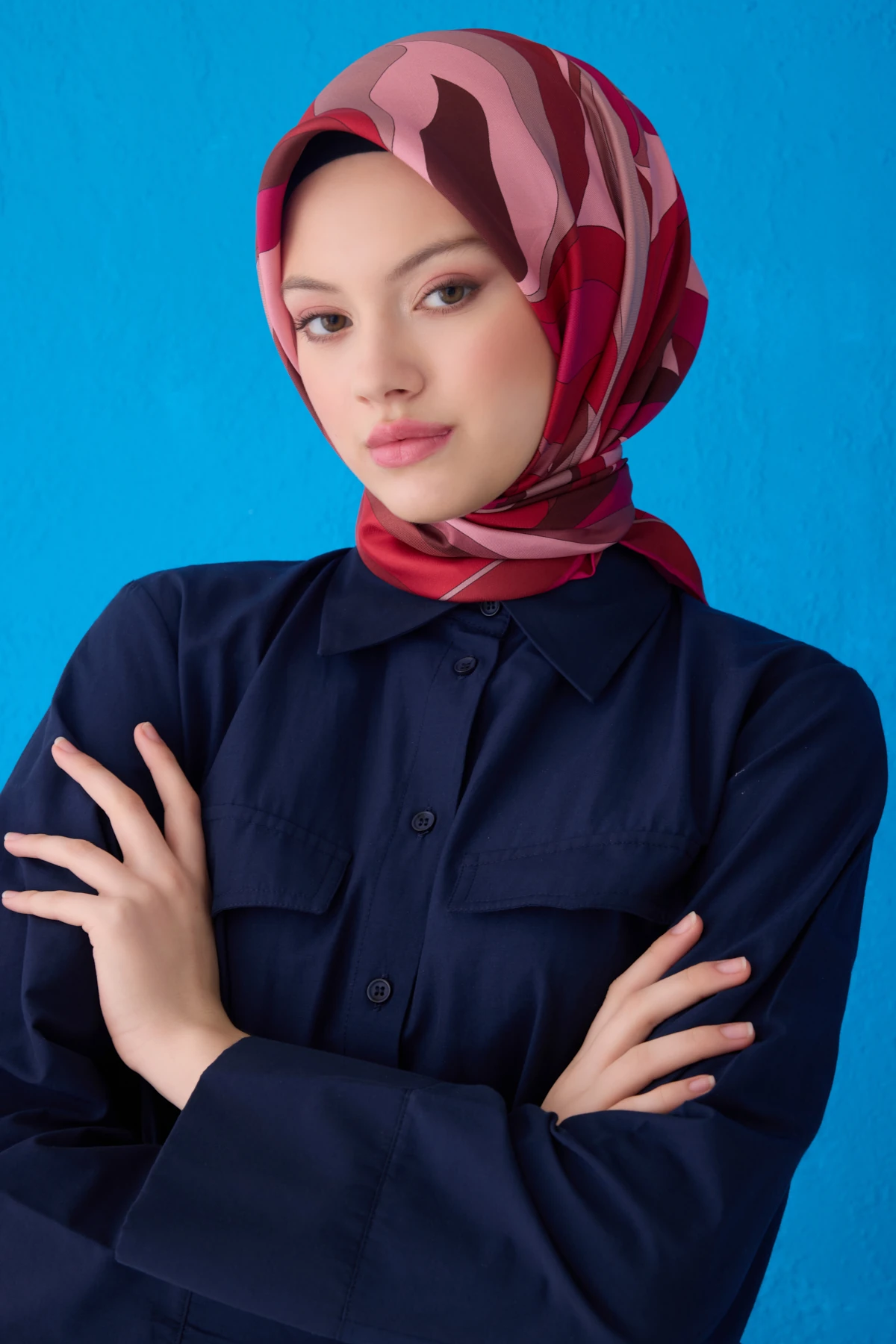 Belli Twill İpek Eşarp 4108D - Koyu Mercan-Fuşya-88