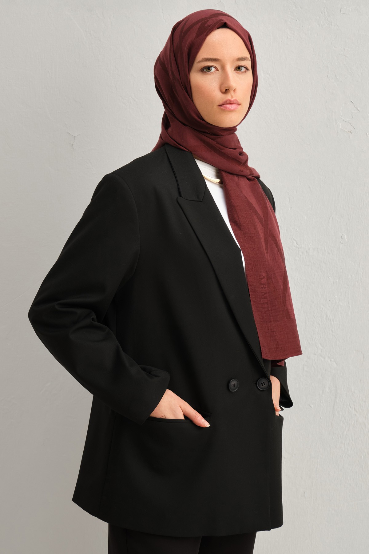 Armine Lyocell İpek Şal 1002-1 - Bordo-1110-29