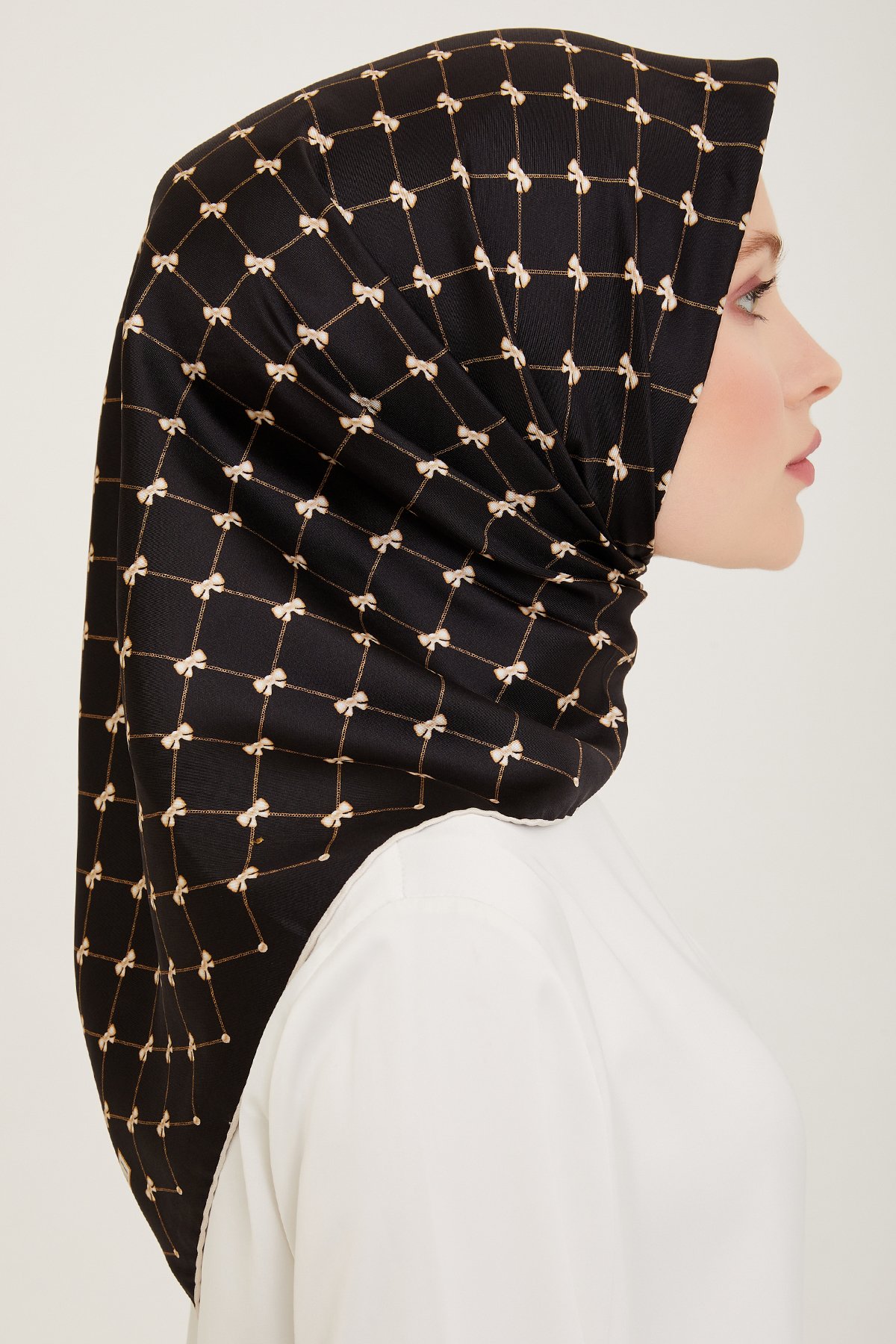 Belli Twill İpek Eşarp 4006D- - Siyah-05