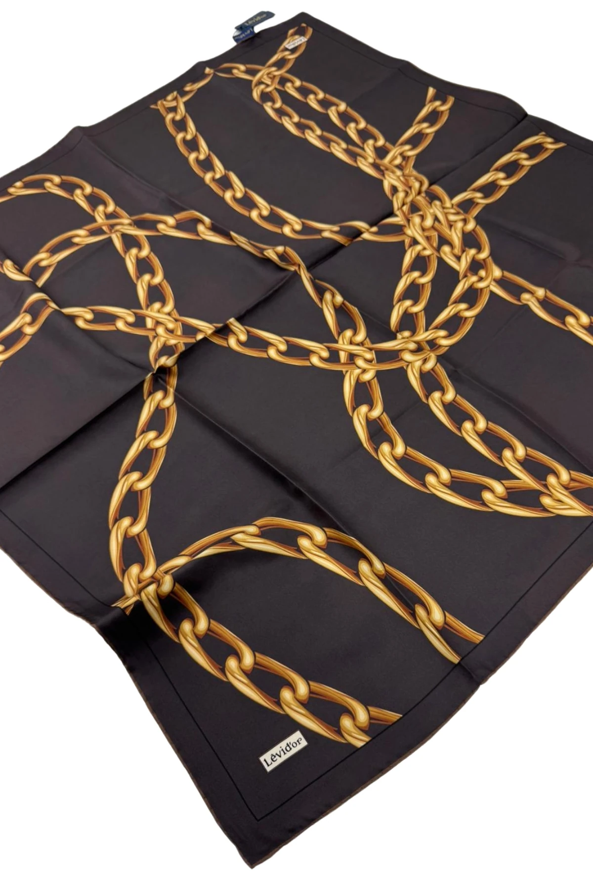 Levidor Twill İpek Eşarp LD1130 - 04-Acı Kahve-Gold