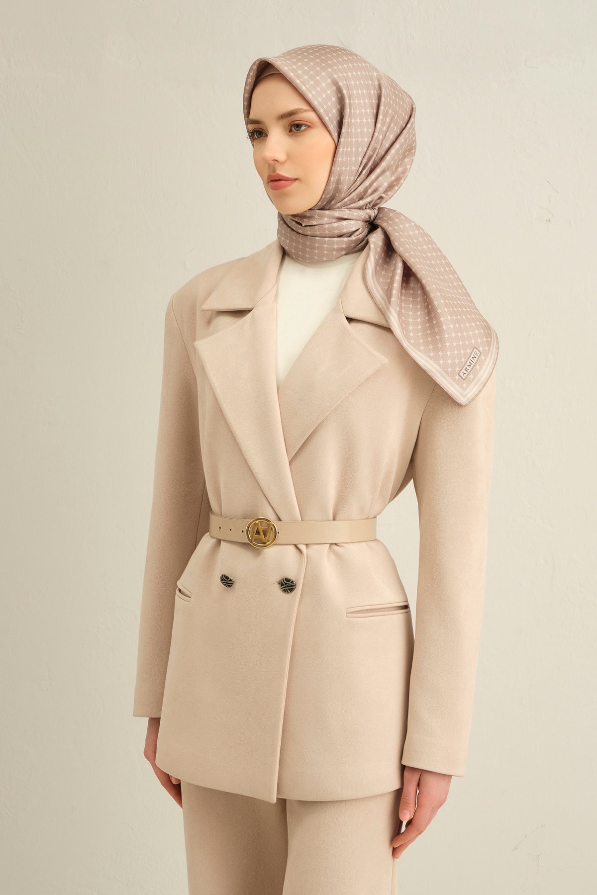 Armine Twill İpek Eşarp 9345D - Nohut Beji
