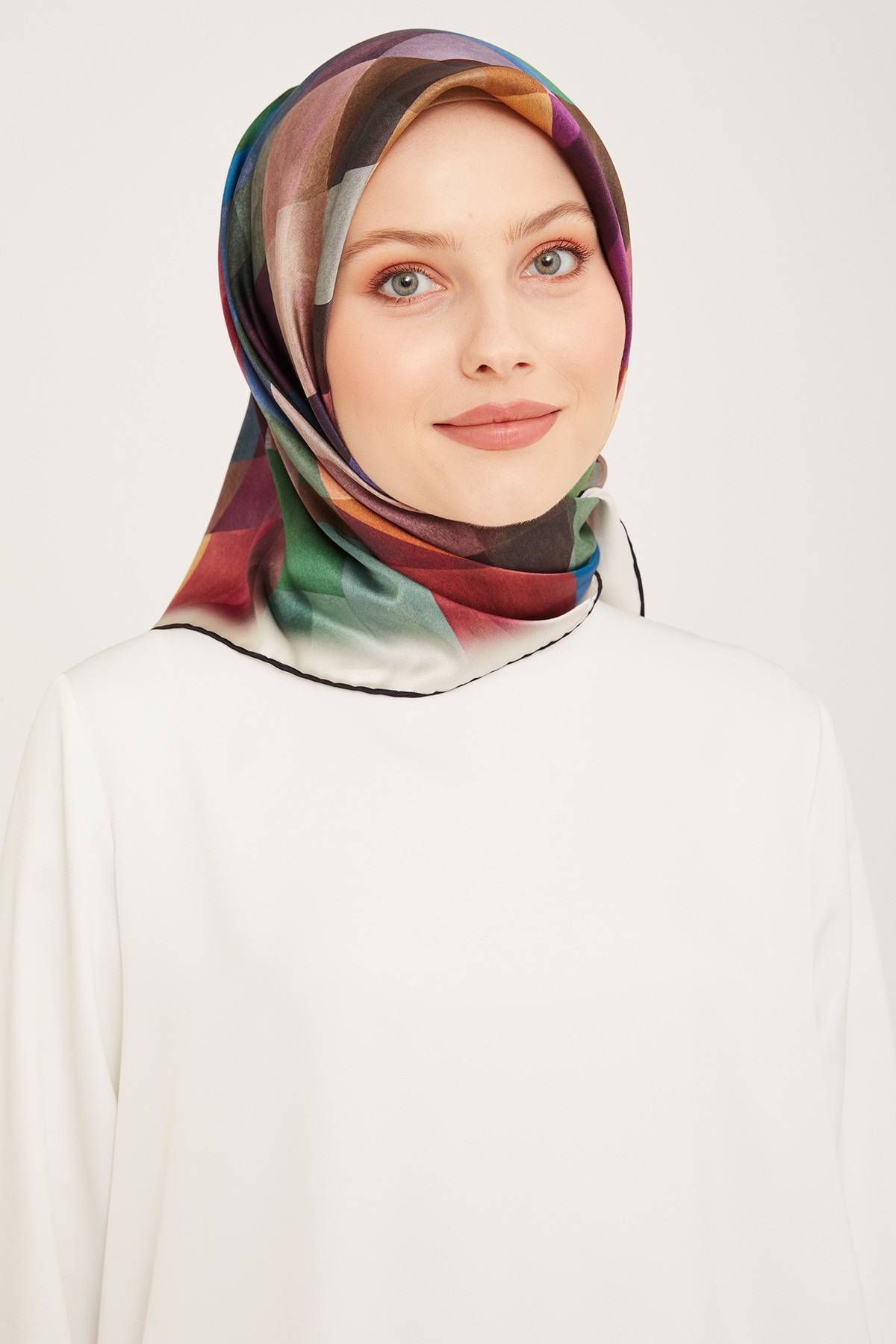Armine İpek Eşarp Nostalji Sura 9024DS-01 - Gri-Turkuaz-28