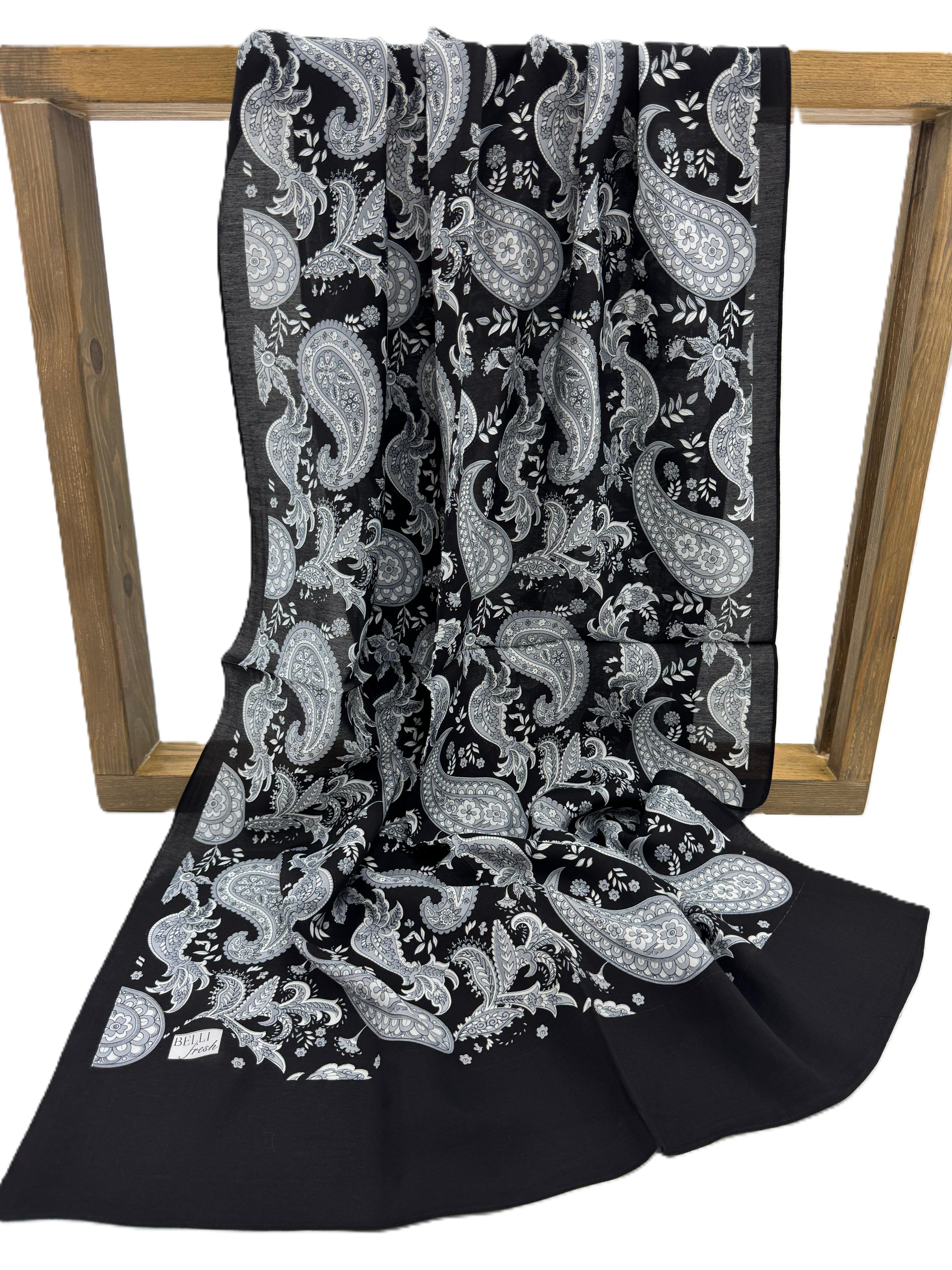 Belli Fresh Defne Şal 6380-2 - Siyah-Gri-01