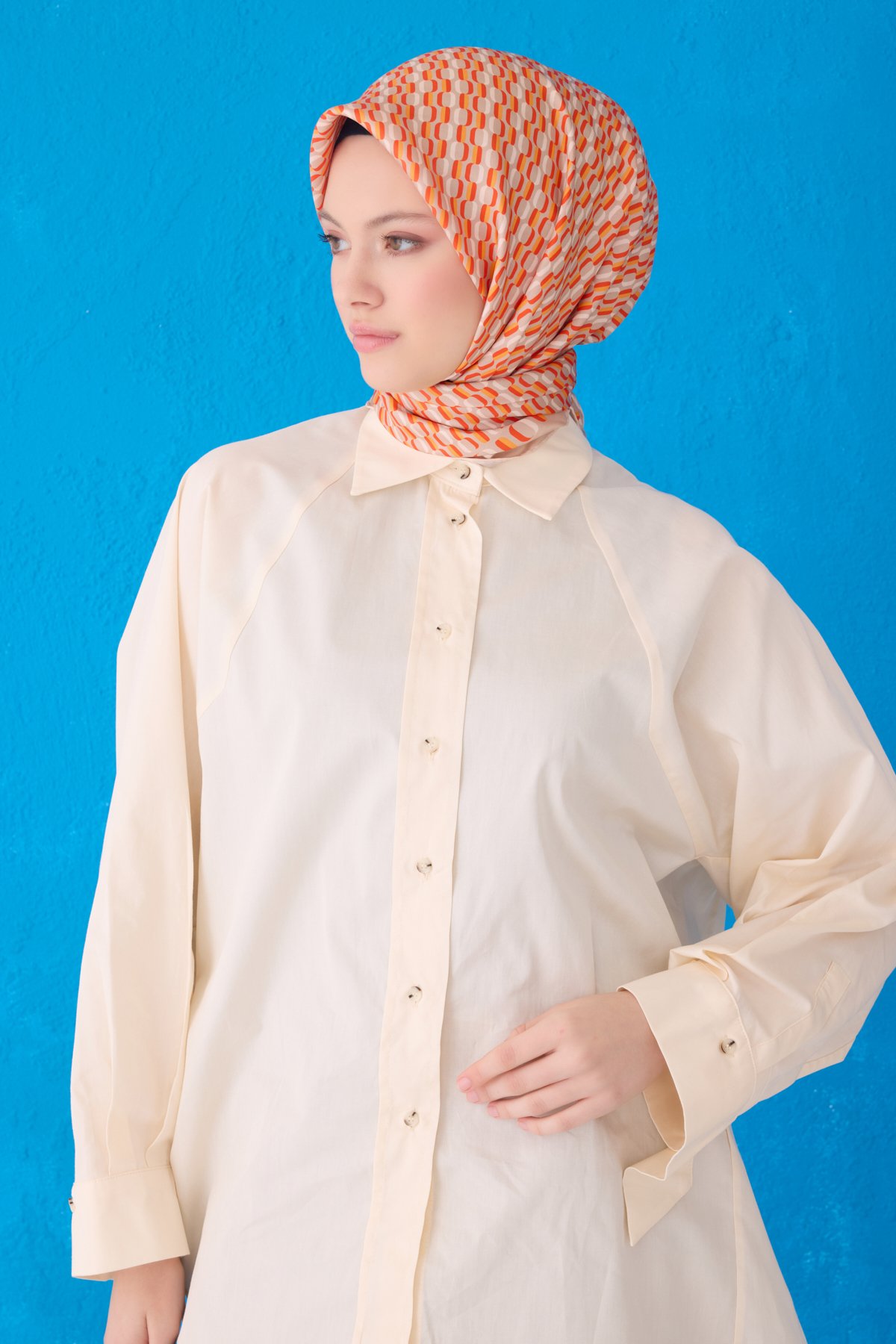 Belli Twill İpek Eşarp 4124D - Turuncu