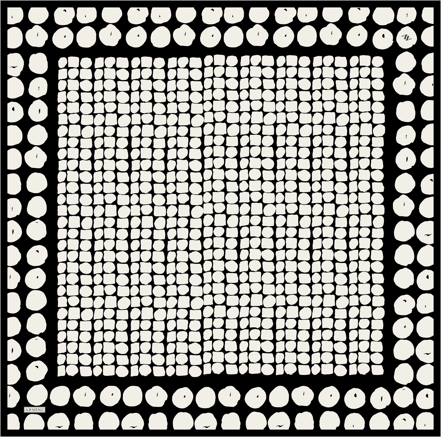 Armine Twill İpek Eşarp 9354D - Beyaz - Siyah