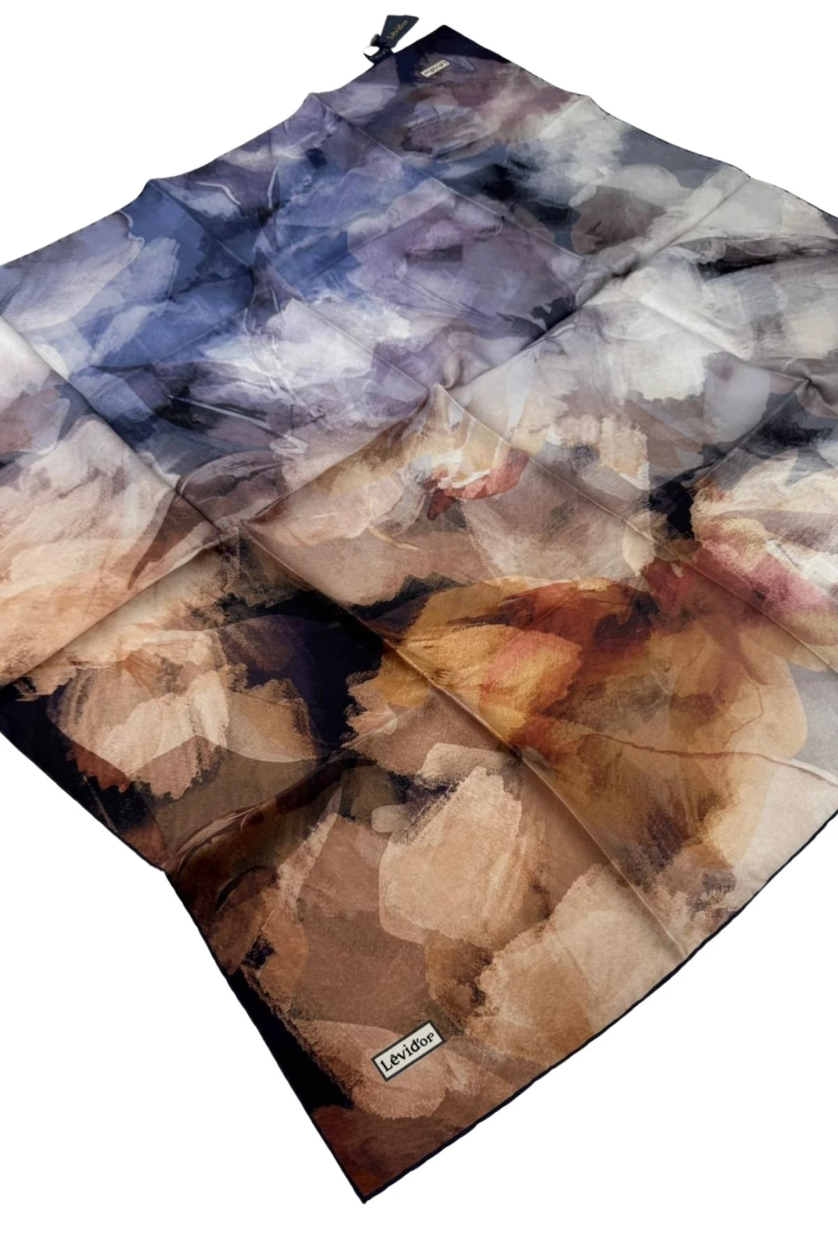 Levidor Twill İpek Eşarp LD1137 - 01-Taba-İndigo