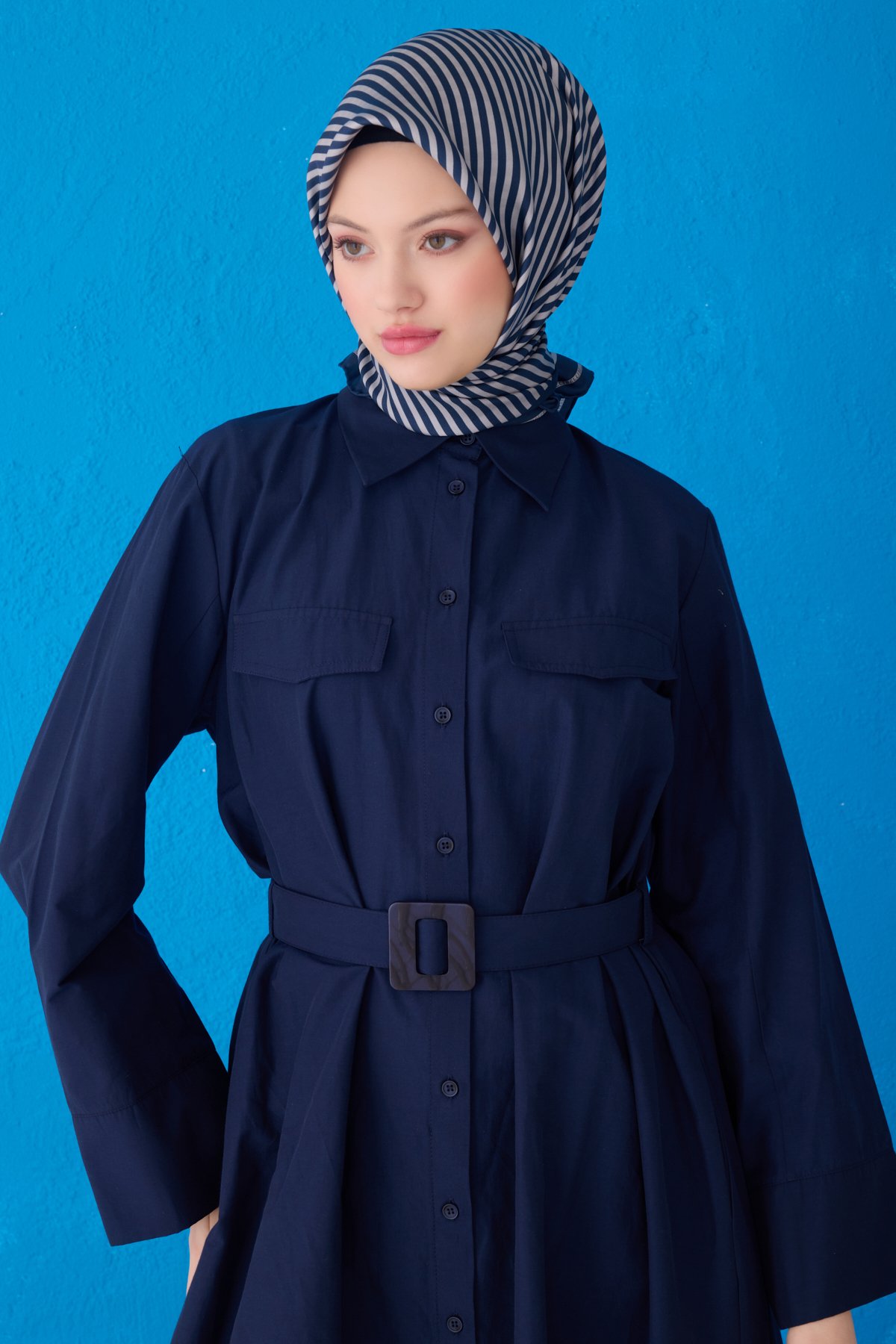 Belli Twill İpek Eşarp 4115D - Lacivert