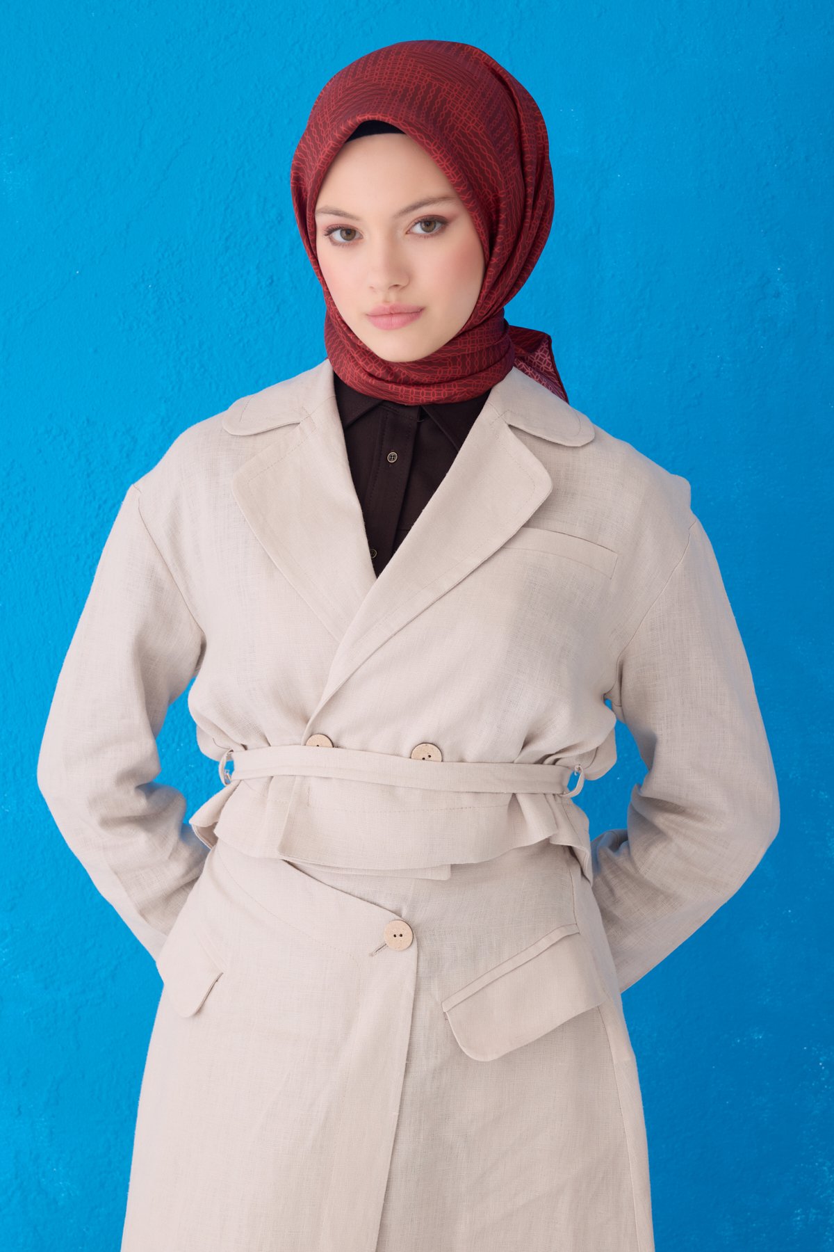 Belli Twill İpek Eşarp 4104D - Bordo-