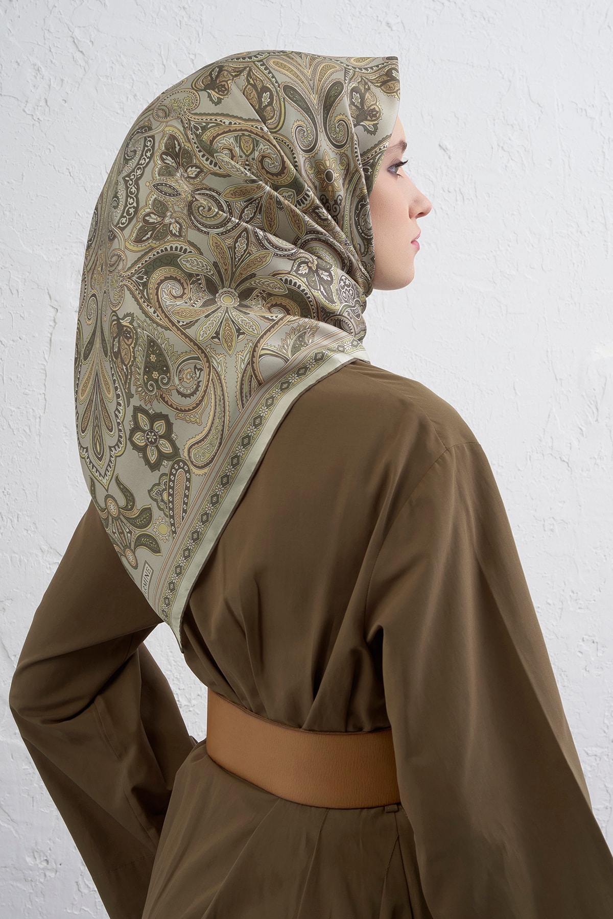 Armine Sura İpek Eşarp 9421DS - 36-Keten Yeşili