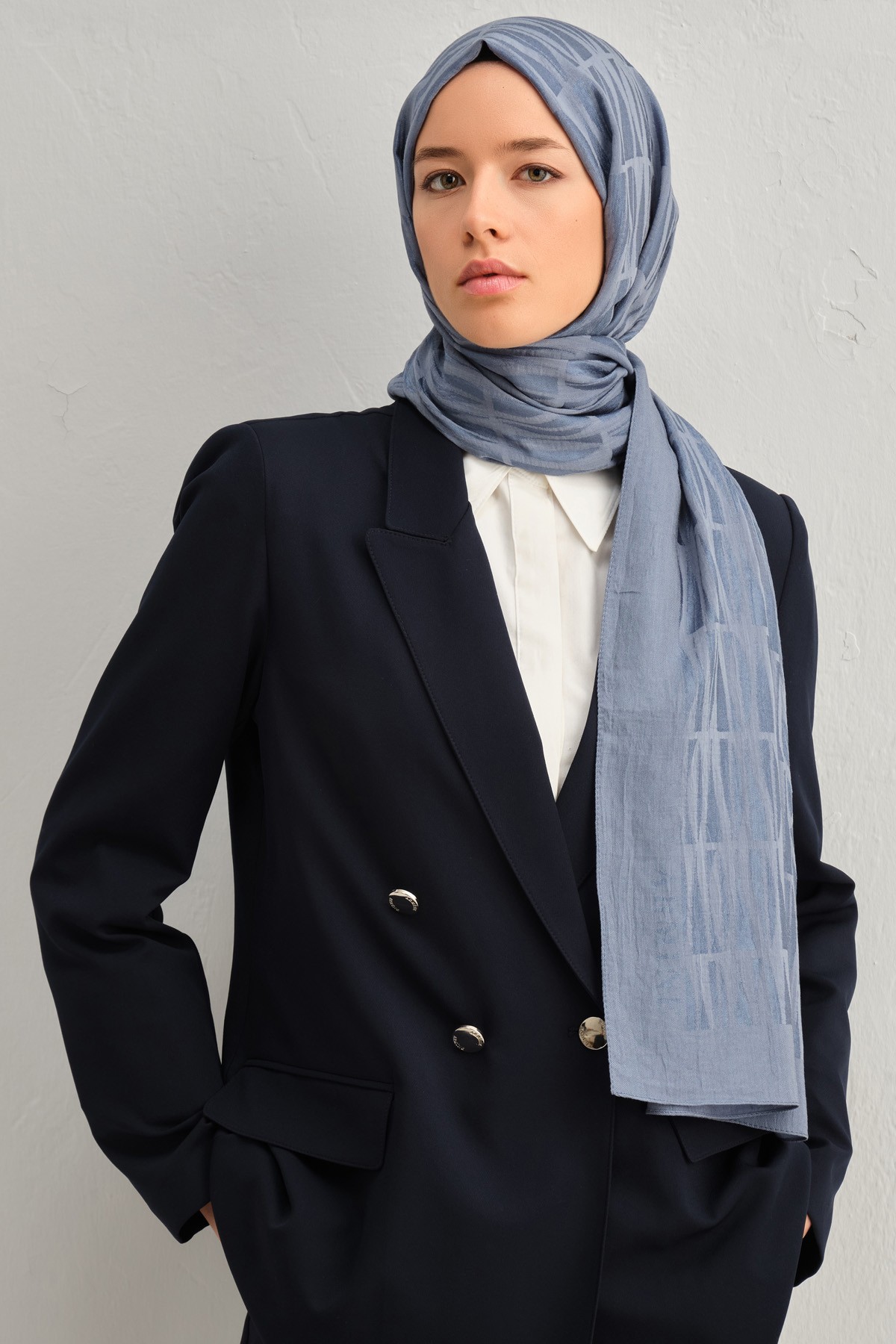 Armine Lyocell İpek Şal 1002-3 - Metalik Mavi-1113-30