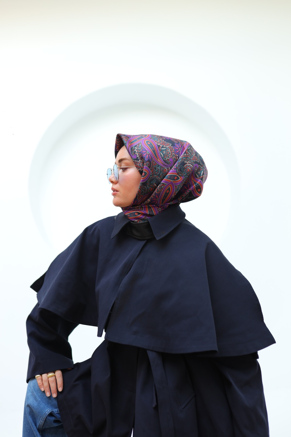Silk Home İpek Twill Eşarp 11455 - KOYU LACİVERT-MOR