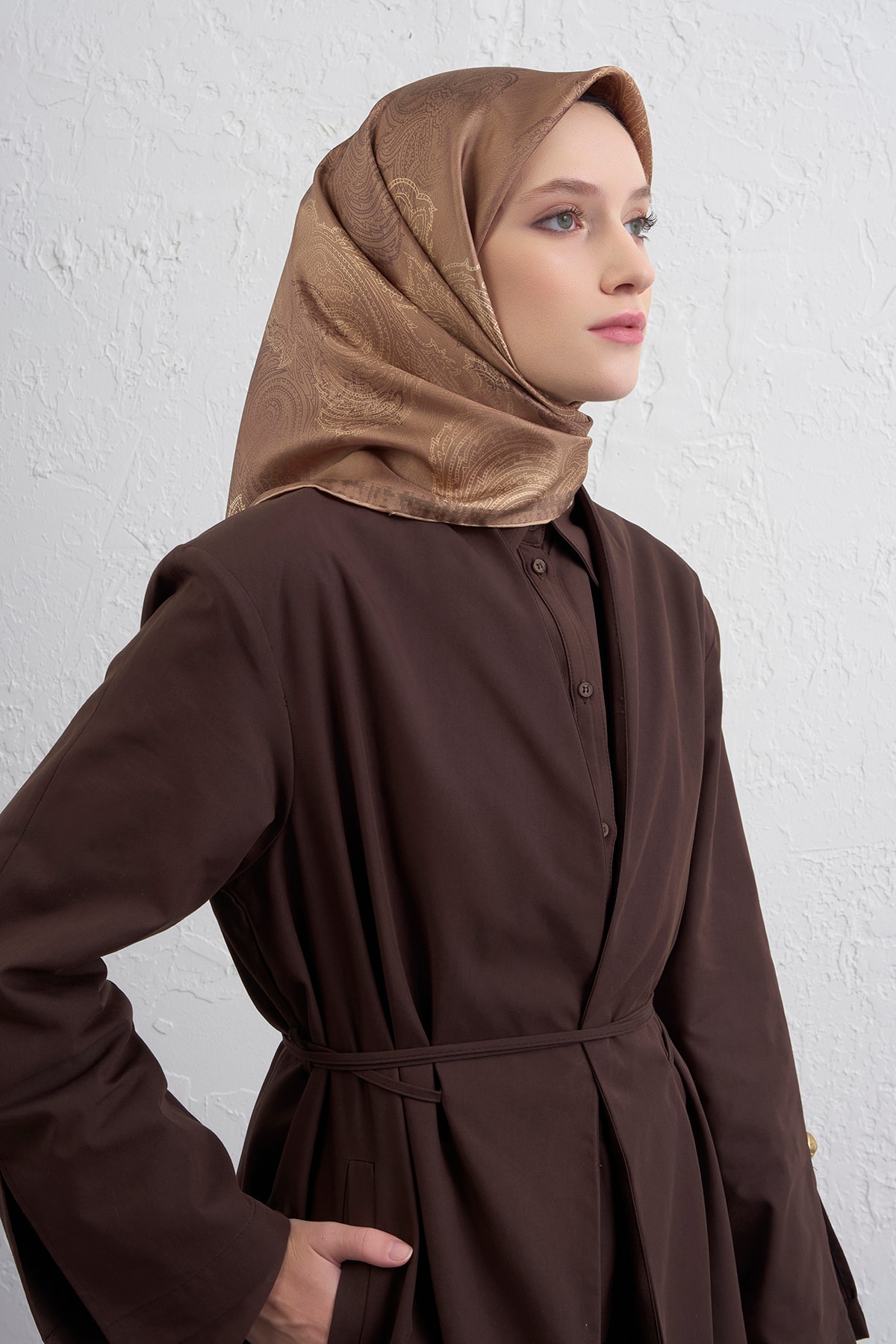 Armine Sura İpek Eşarp 9428DS - 38-Sütlü Kahve