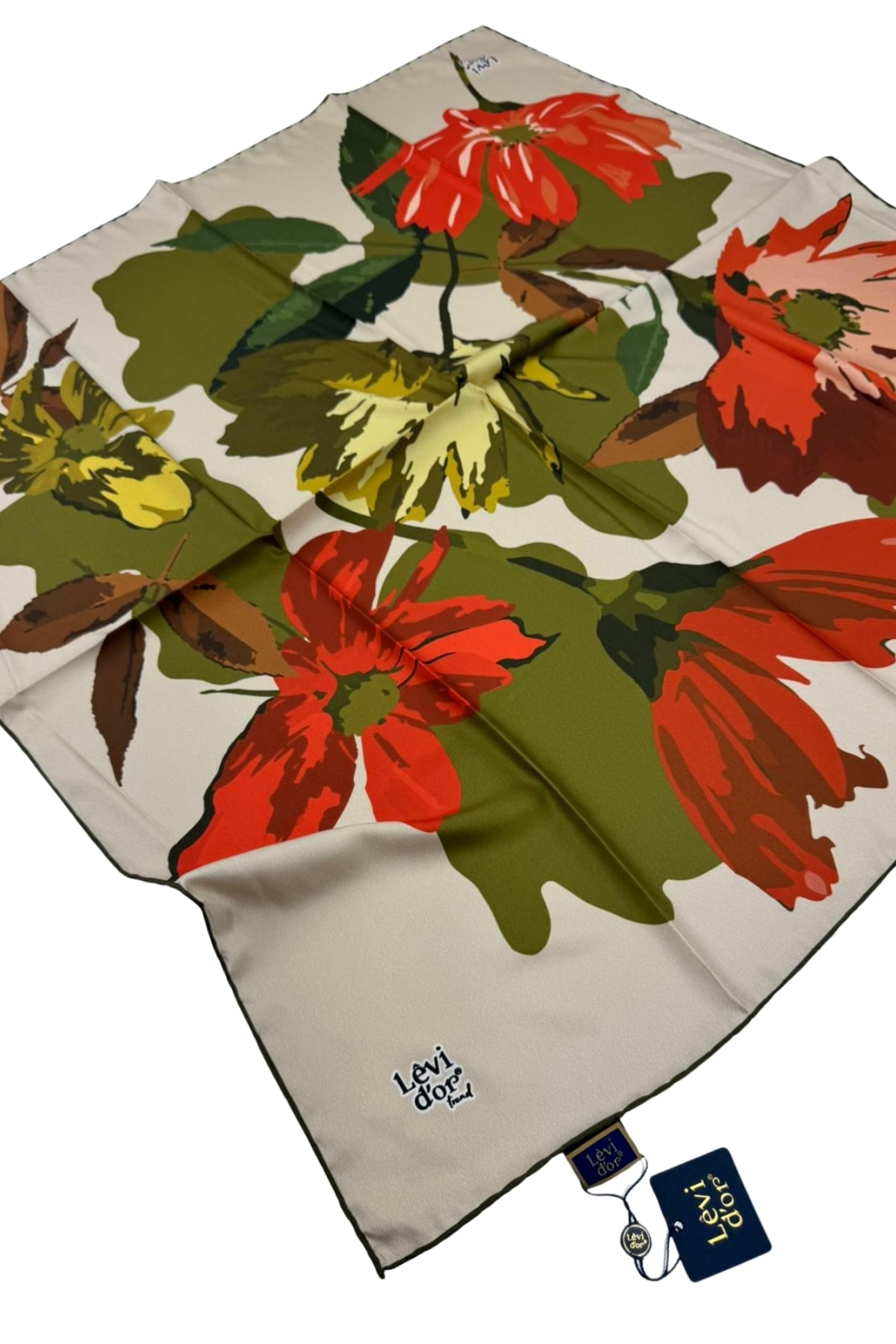 Levidor Trend Twill Eşarp LDT276 - 02-Açık Vizon-Yeşil-Kiremit