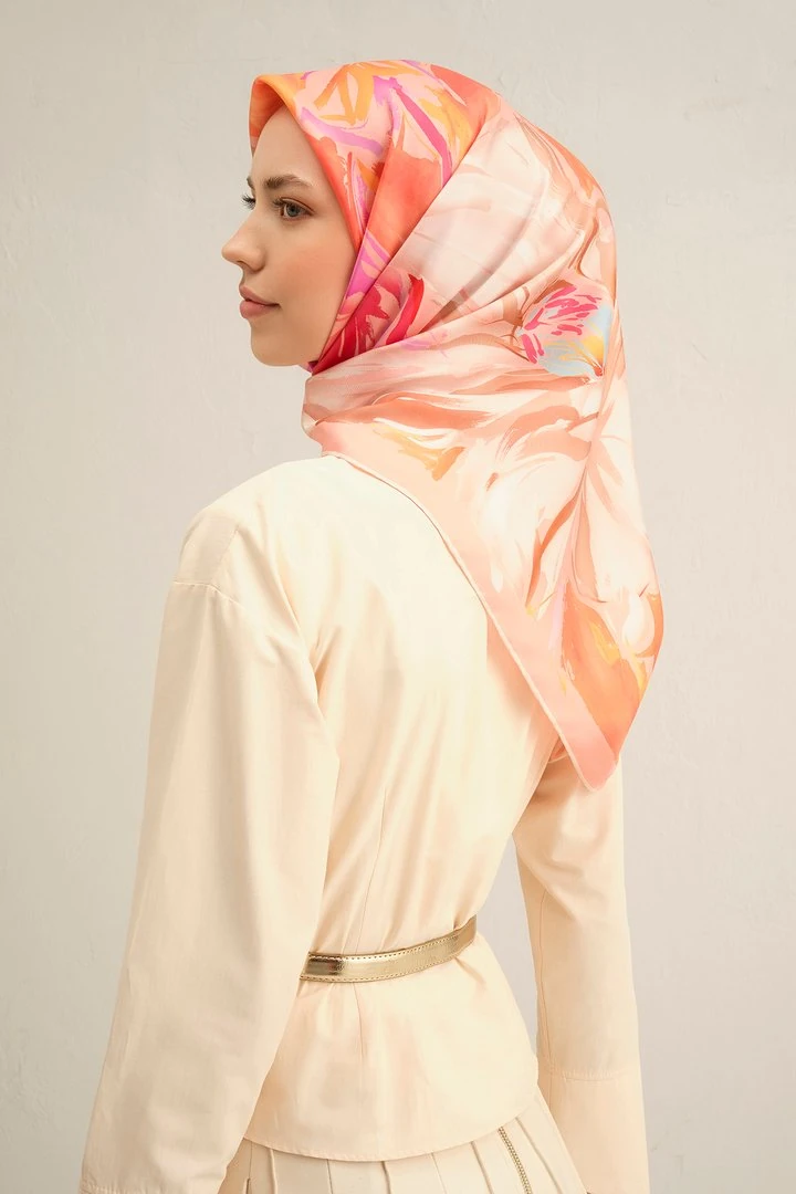 Armine Nostalji Serisi Twill İpek Eşarp 9337D - Çok Renkli 10