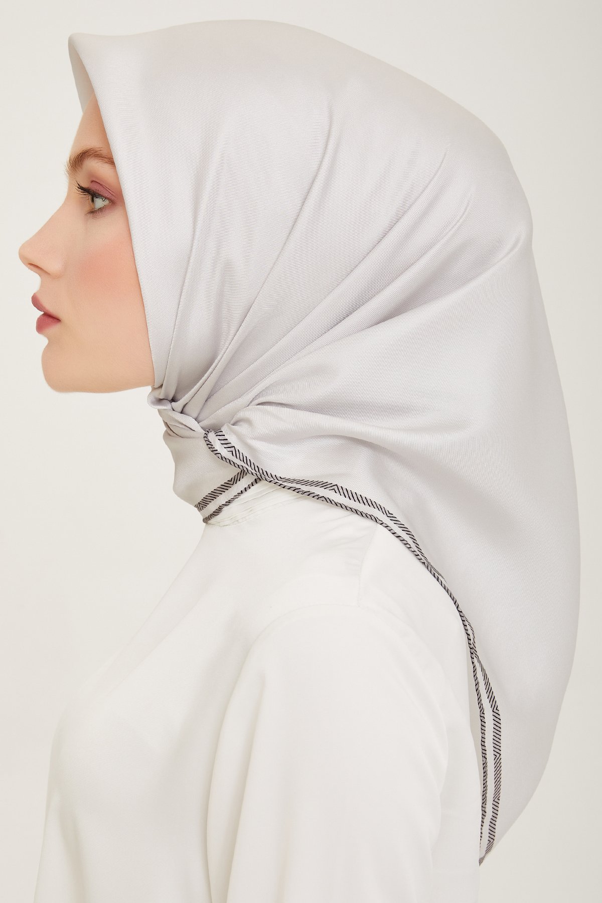 Belli Twill İpek Eşarp 4009D - Gümüş Gri-10