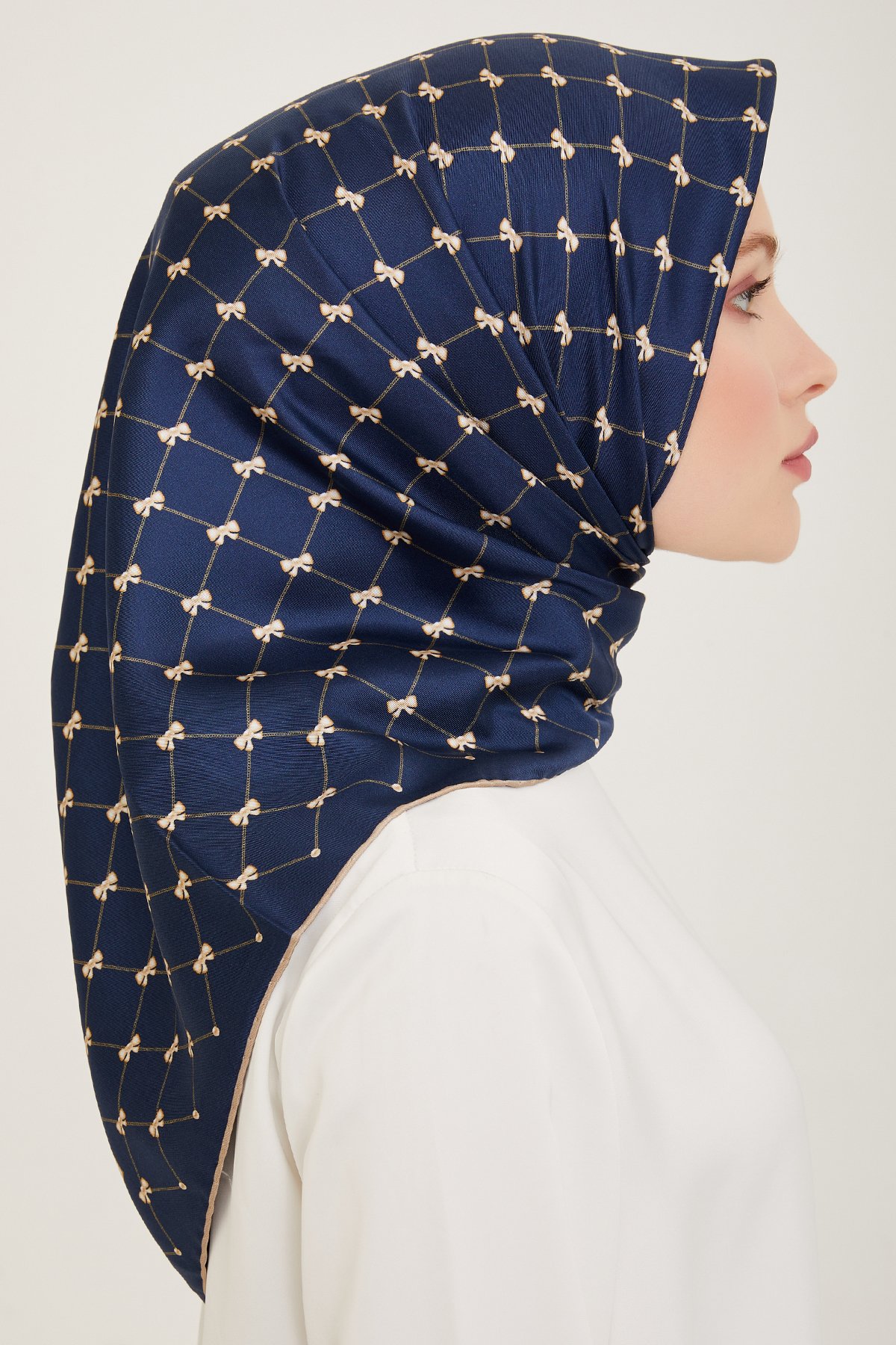Belli Twill İpek Eşarp 4006D- - Lacivert-03