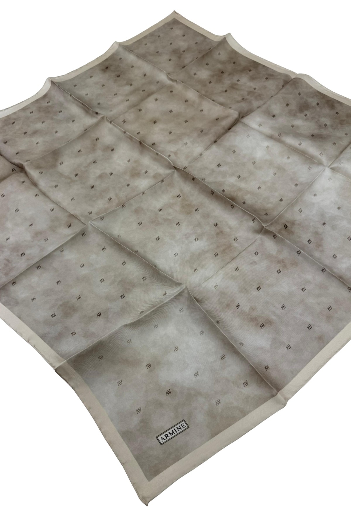 Armine Nostalji Serisi Twill İpek Eşarp 8933D-34 - Bej-10