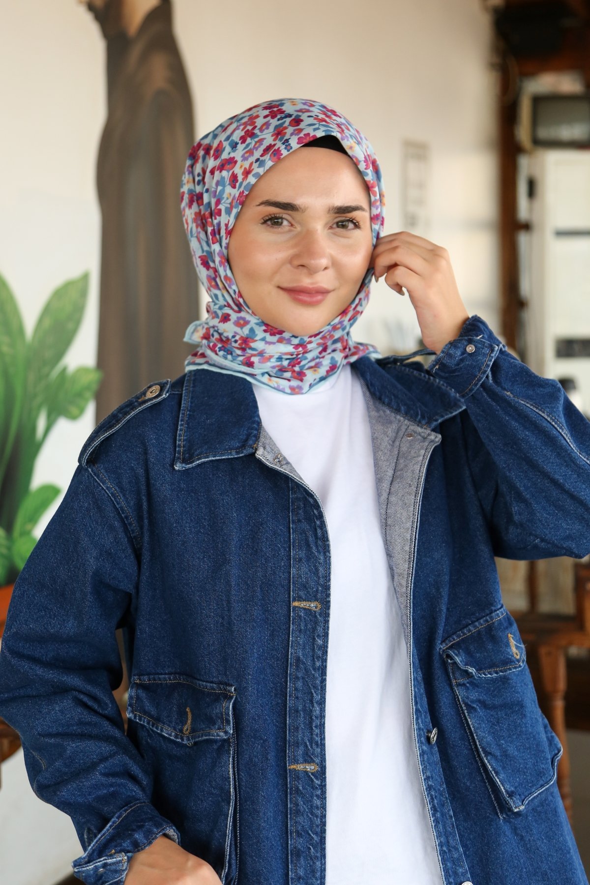 Tesettürnağme Soft Pamuk Eşarp TN2008 - Bebe Mavisi-Kiremit-Fuşya-08