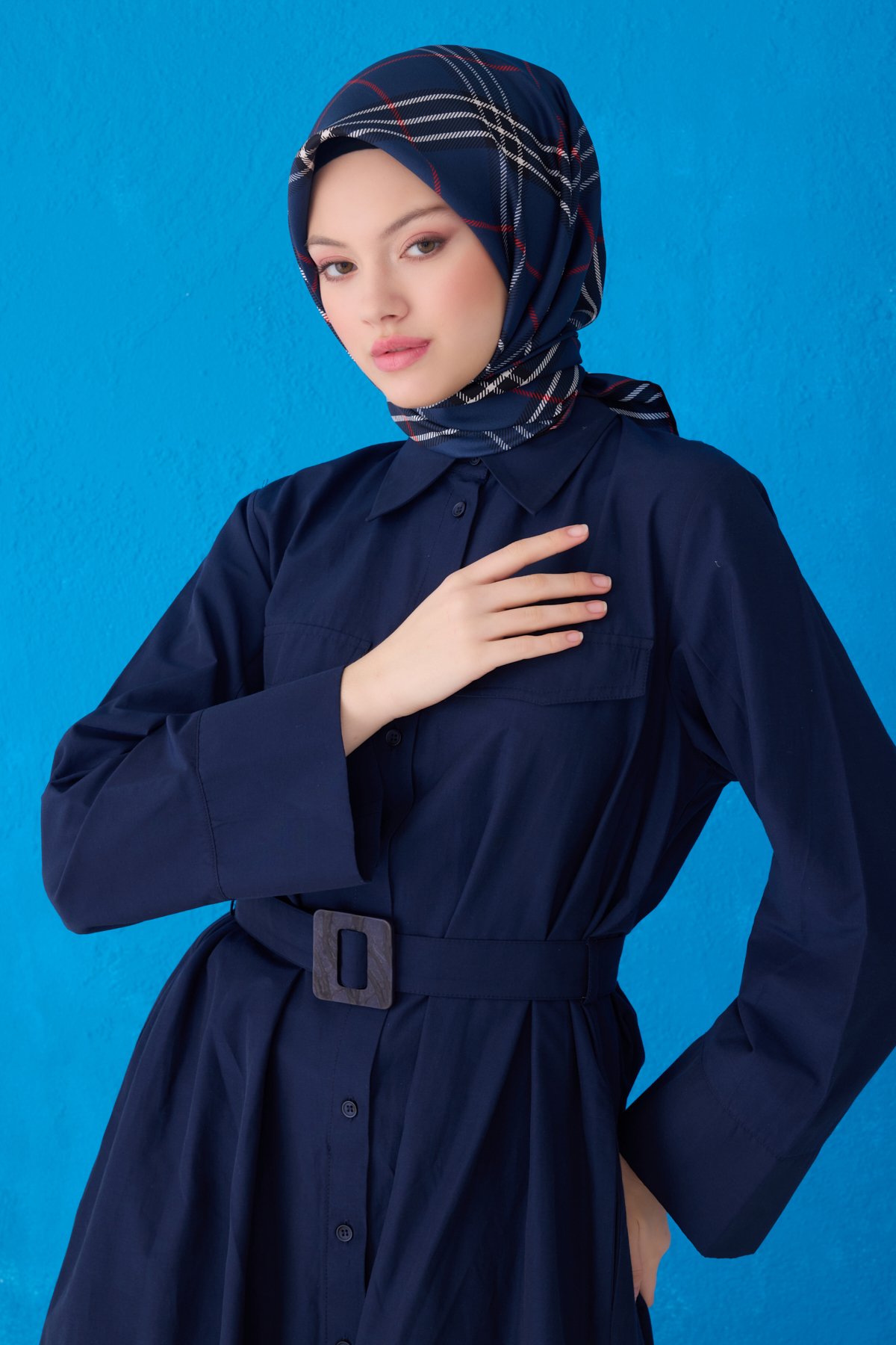 Belli Twill İpek Eşarp 4122D - Lacivert-52