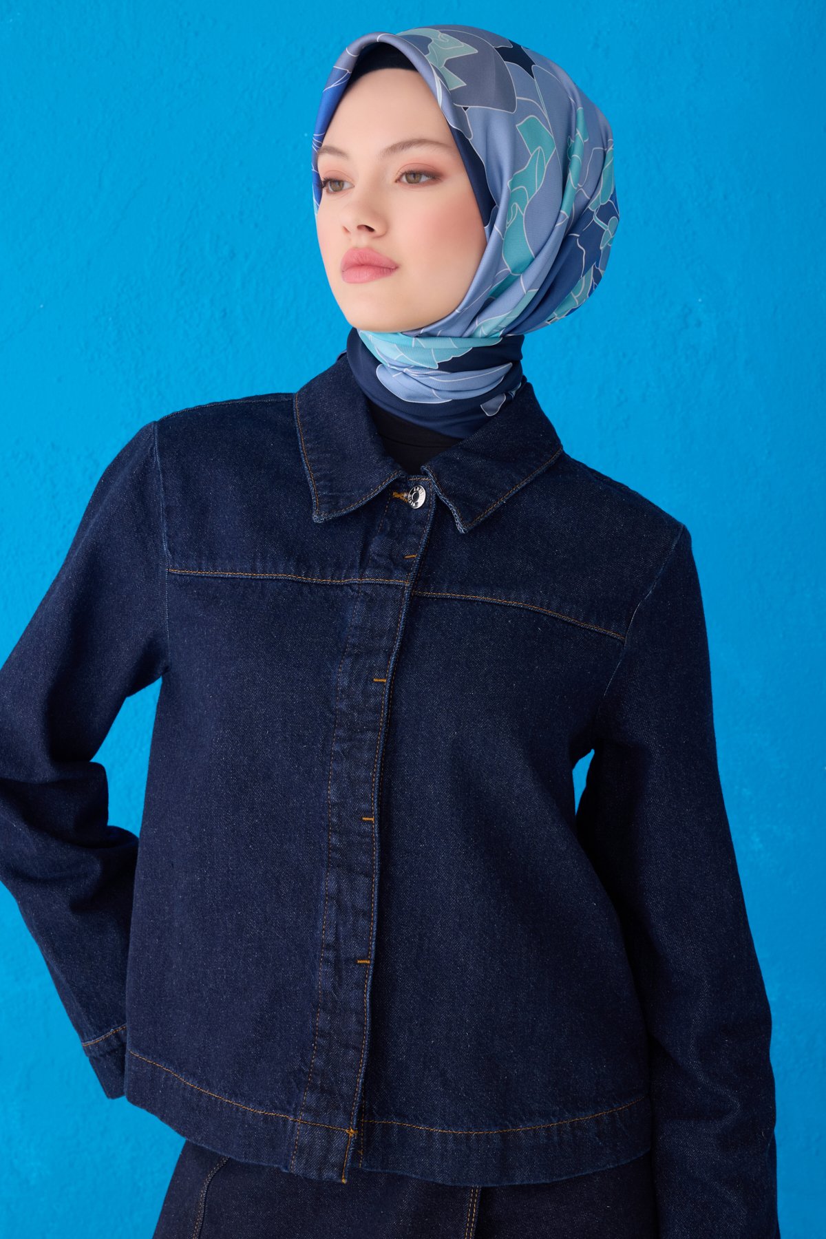 Belli Twill İpek Eşarp 4127D - BEBE MAVİSİ-ÇOK RENKLİ