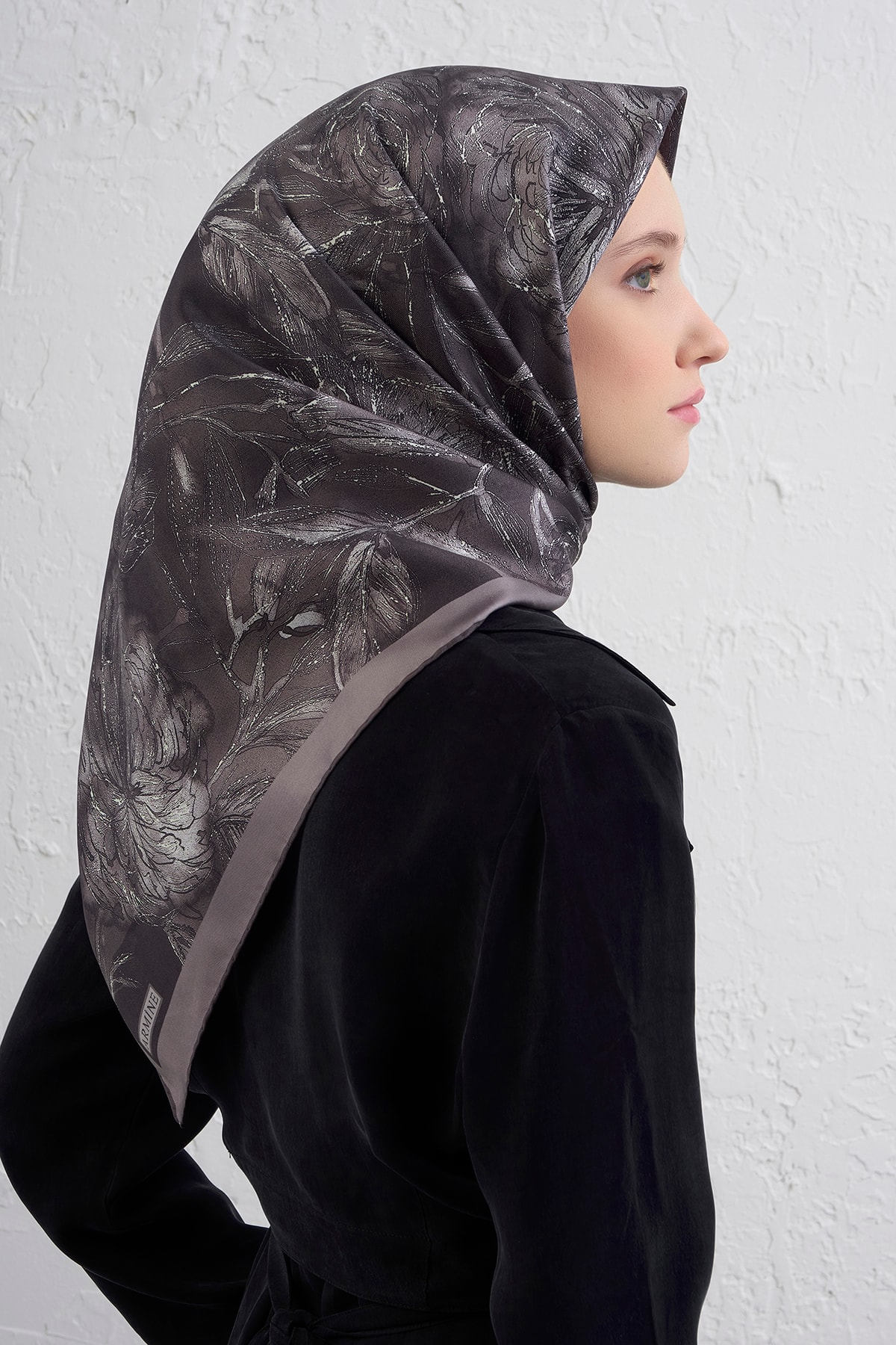 Armine Sura İpek Eşarp 9409DS - 07-Antrasit-Gri