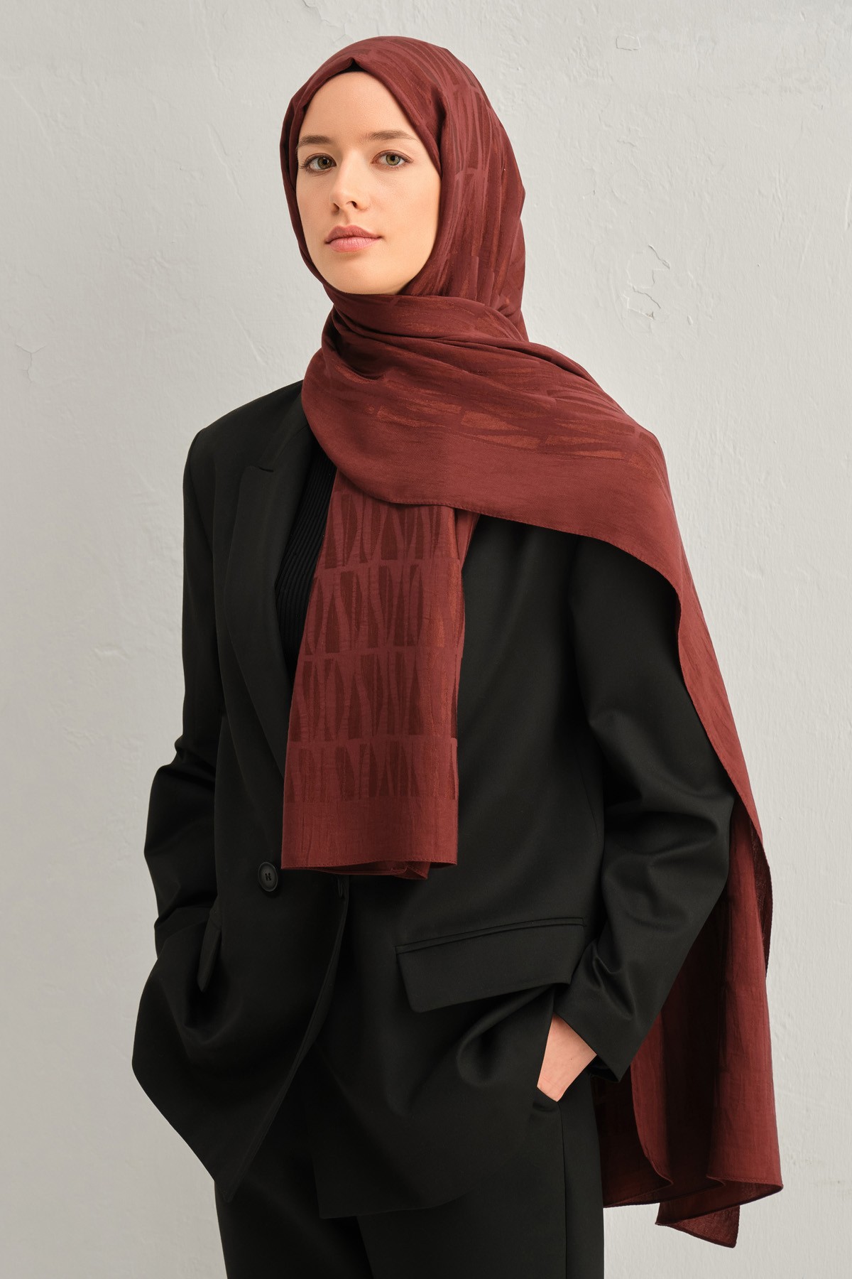 Armine Lyocell İpek Şal 1002-3 - Bordo-1110-29