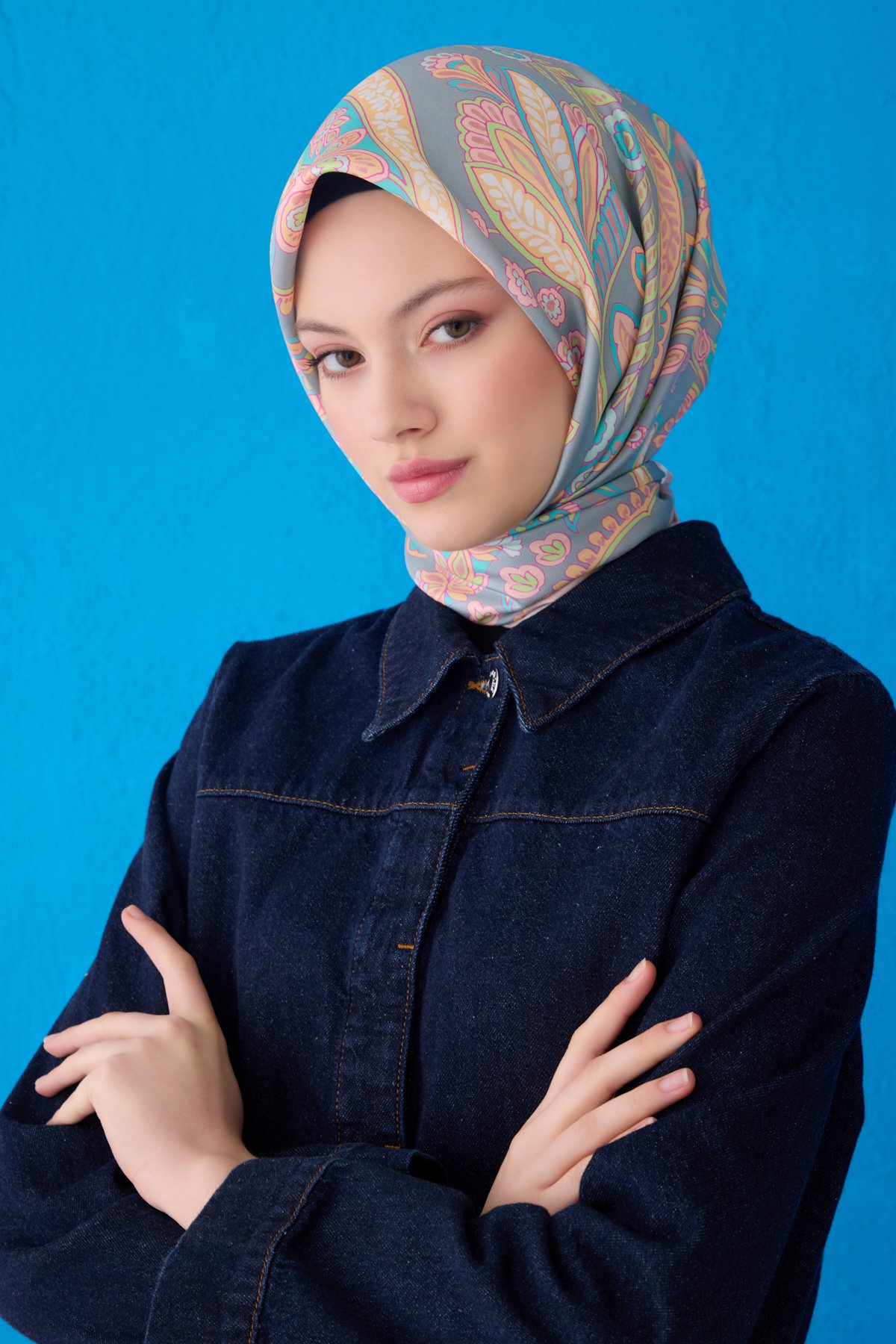 Belli Twill İpek Eşarp 4111D - Çok Renkli