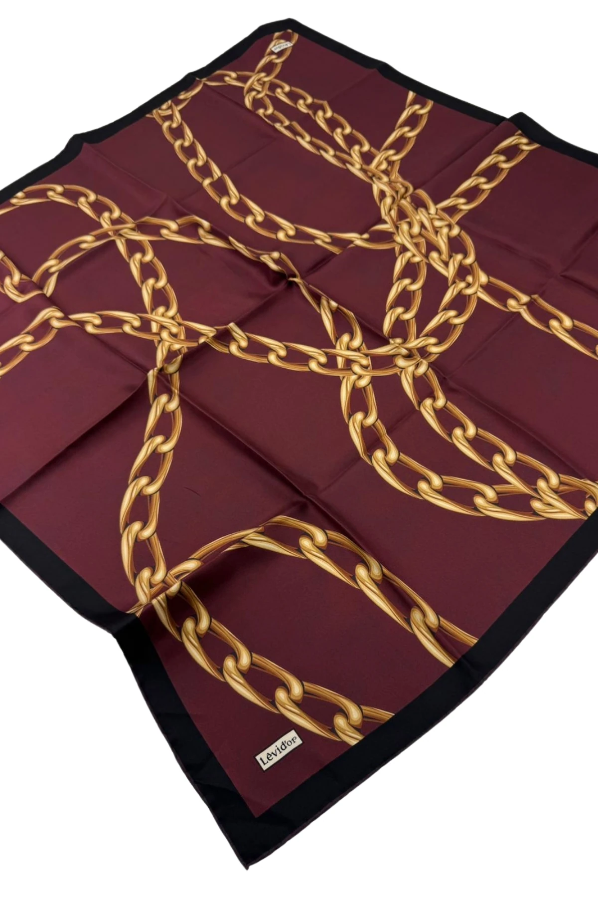 Levidor Twill İpek Eşarp LD1130 - 01-Bordo-Gold