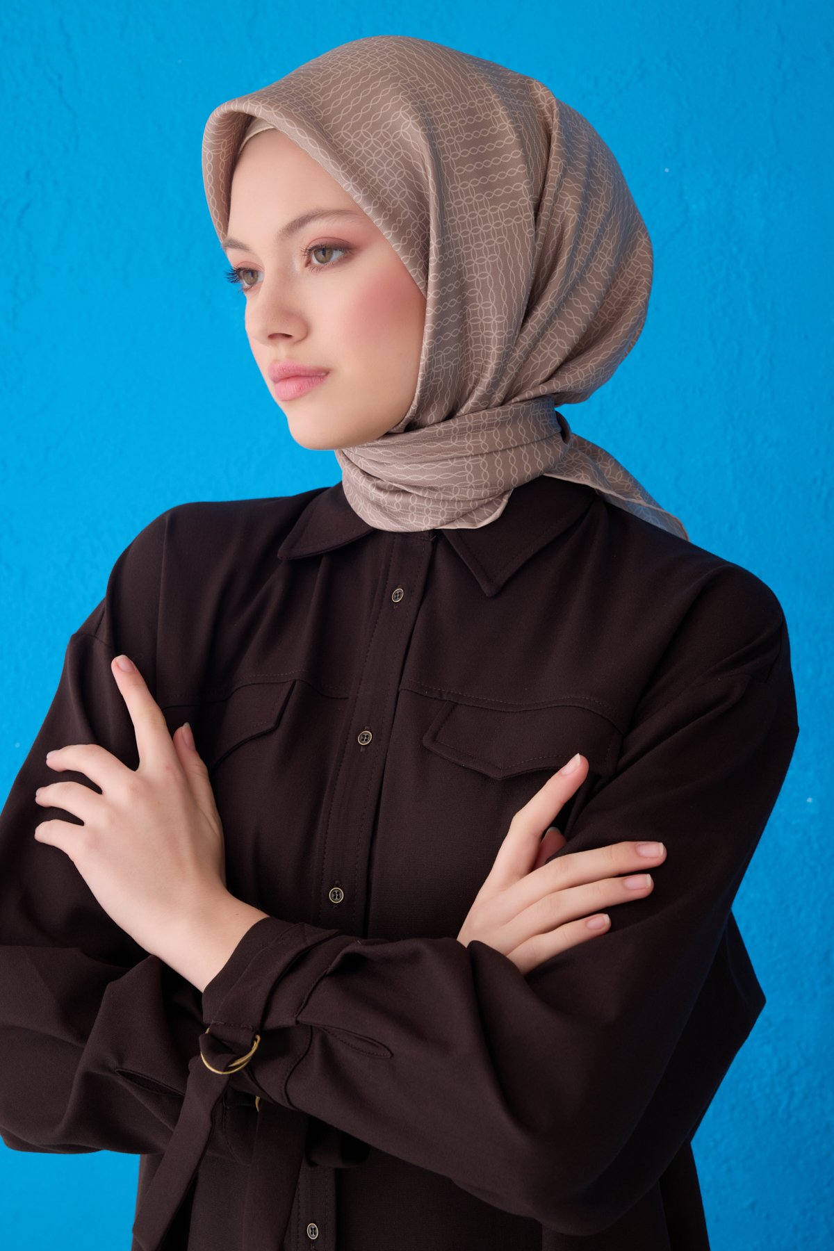 Belli Twill İpek Eşarp 4104D - Vizon-