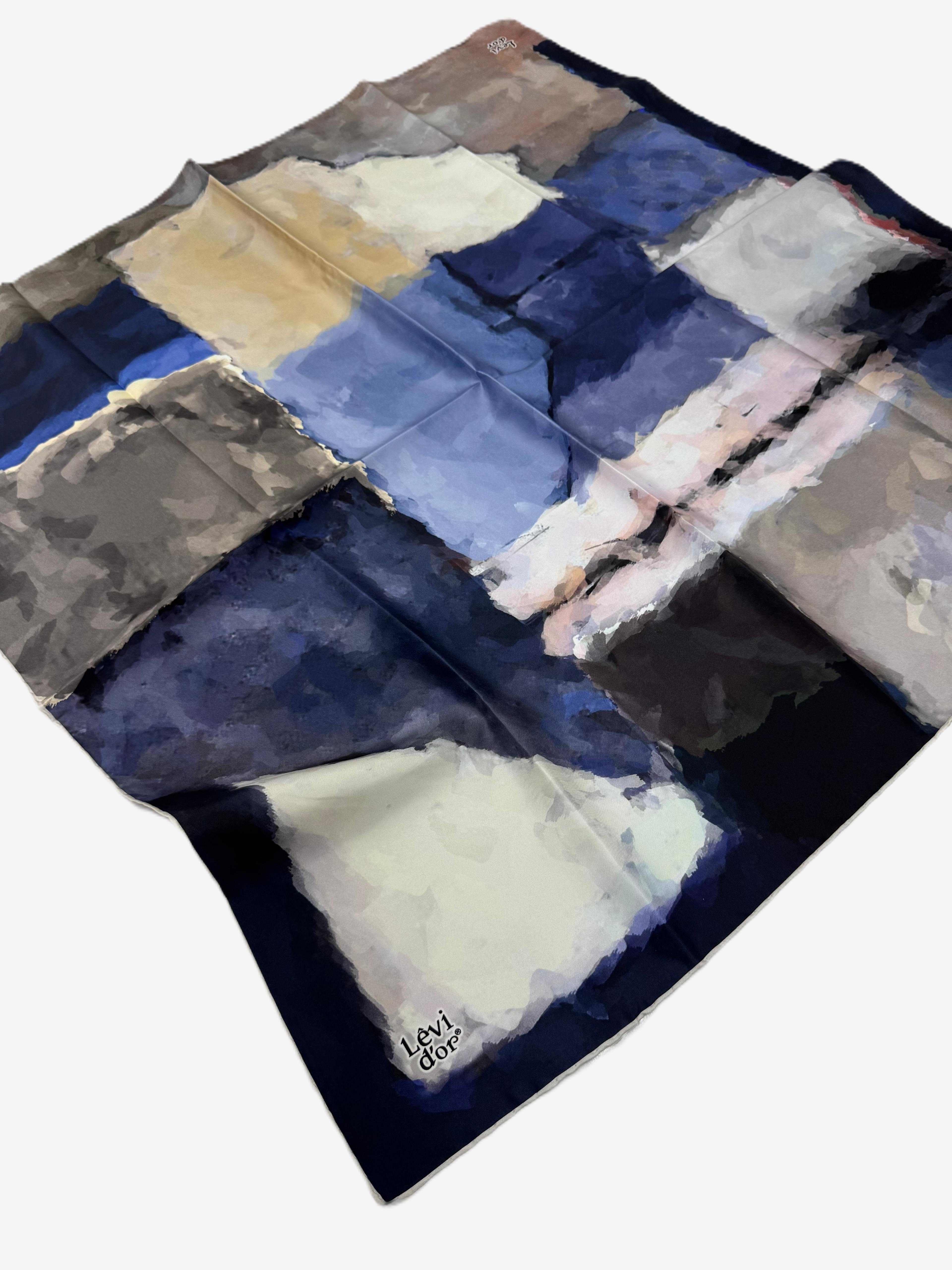 Levidor Twill İpek Eşarp LD1060-01 - Mavi-01