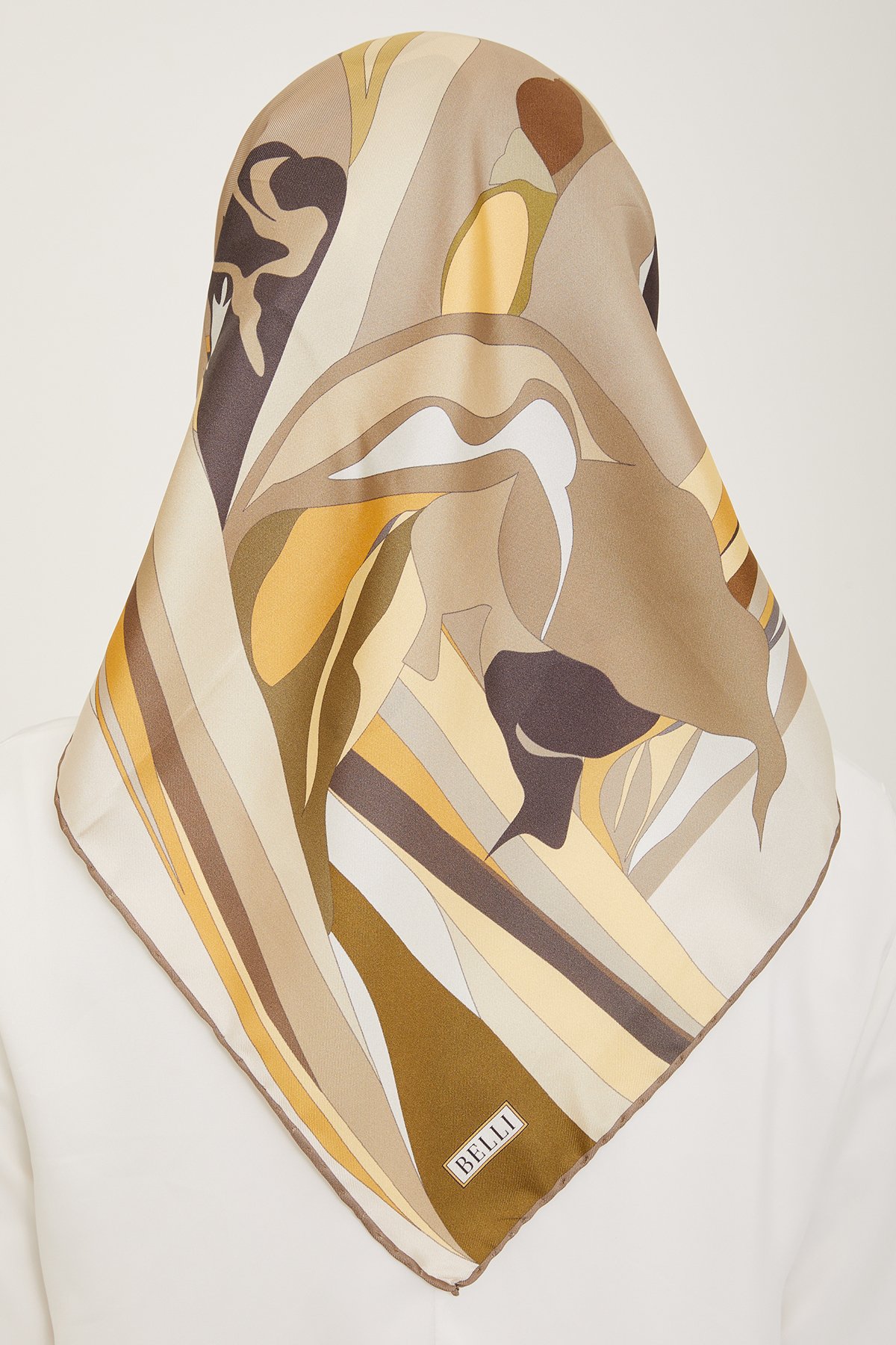 Belli Twill İpek Eşarp 4017D - Haki-Bej-33