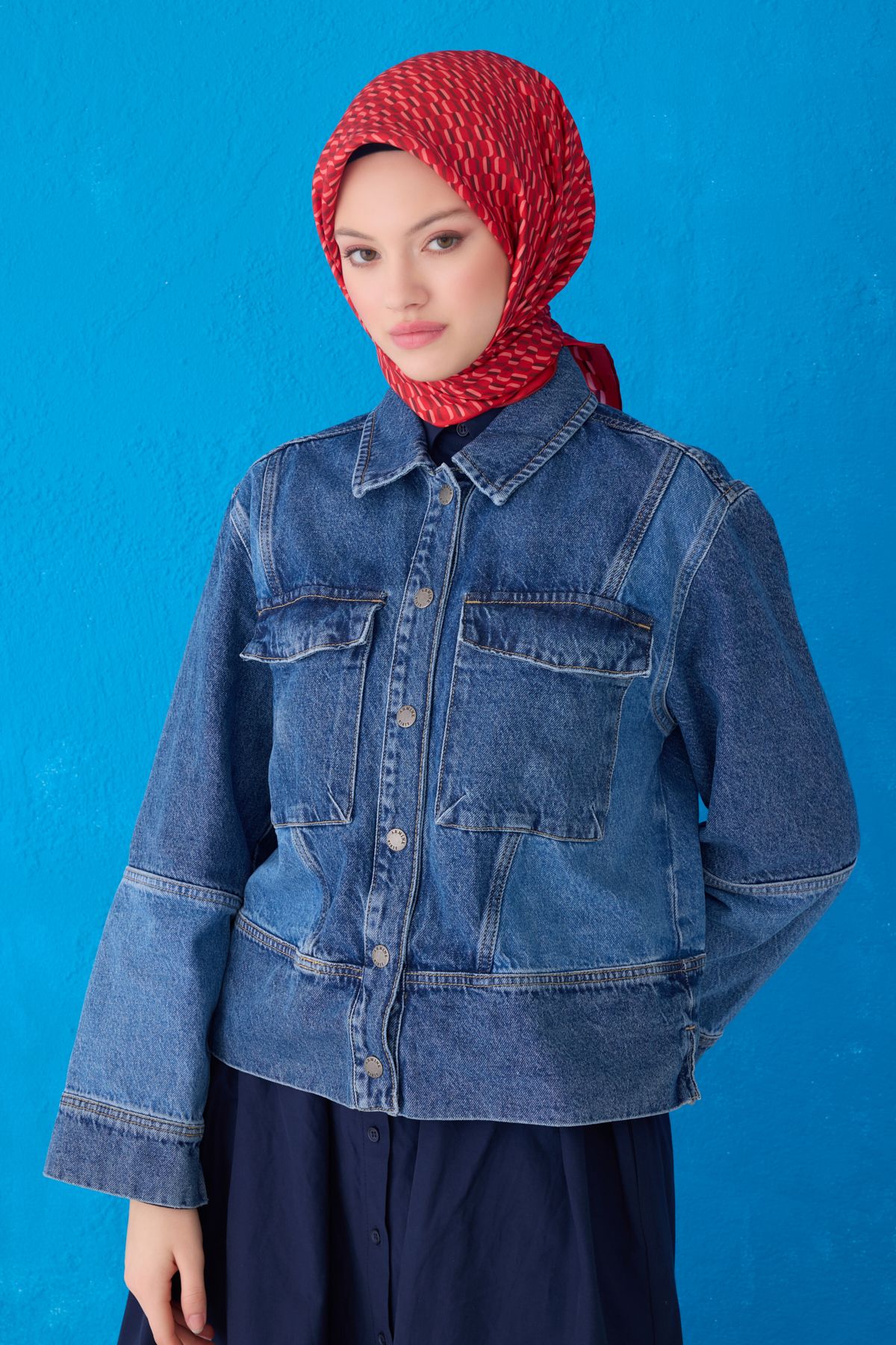 Belli Twill İpek Eşarp 4124D - KIRMIZI