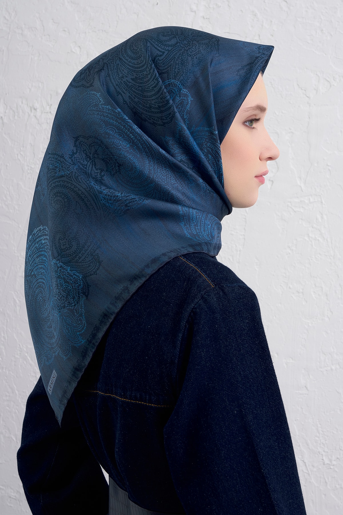 Armine Sura İpek Eşarp 9428DS - 34-İndigo