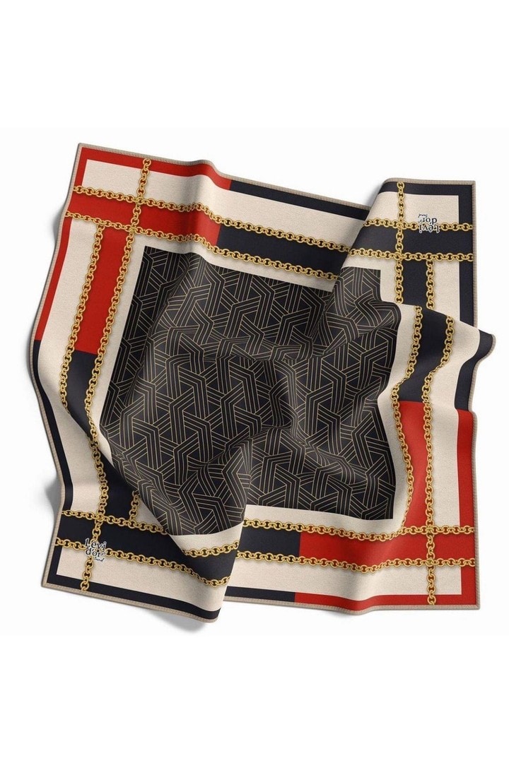 Levidor Twill Eşarp (Trend) LDT265-04 - KOYU LACİVERT-NAR ÇİÇEĞİ